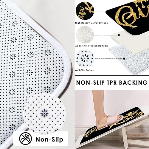 Miniatura 3 de Arttown Juego de baño negro con cortina de ducha y accesorios de alfombras, cortinas de ducha negras doradas King y Queen, decoración de baño