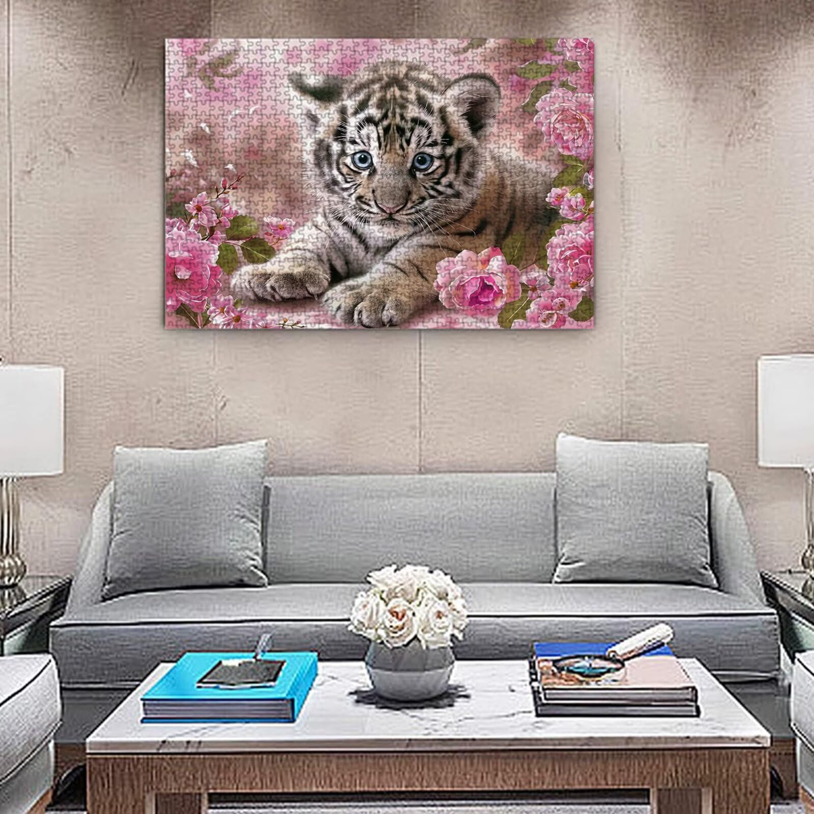 Jigsaw Puzzle, 4000 Pezzi Puzzle Classici, Fiore Puzzle Rilassamento Intelligence, Mpossibile Difficile Puzzles impegnativo per adulti Puzzles per Gioco Familiare, Regalo per Amore Amico Tigre K0F-29