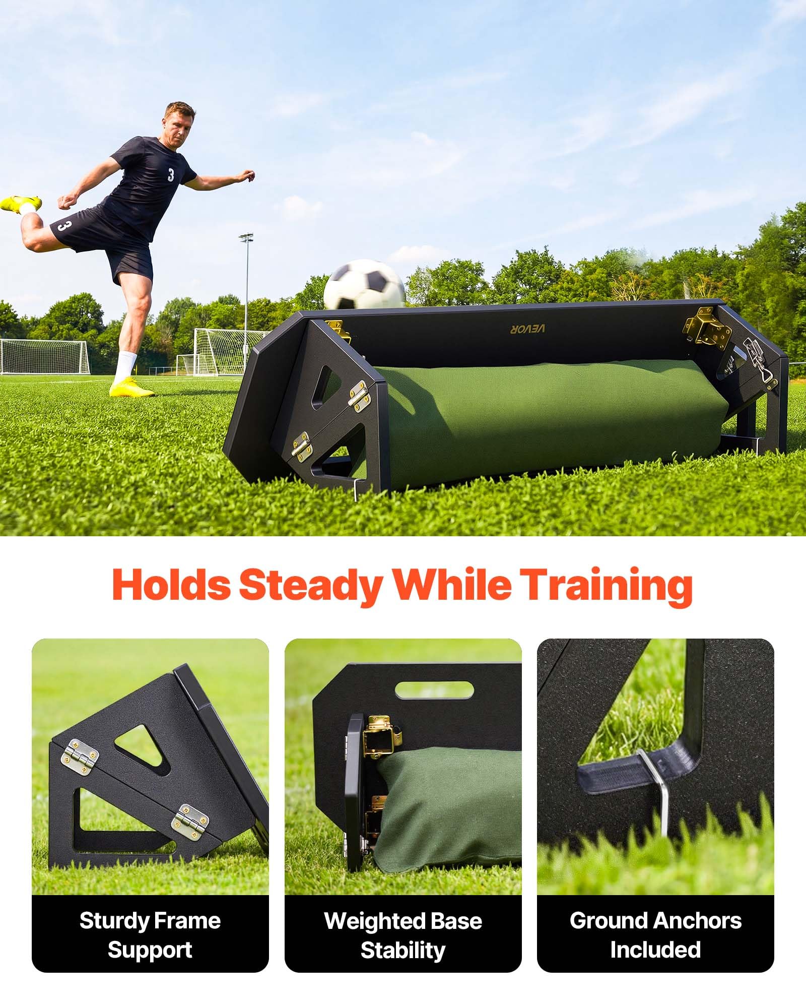 VEVOR Tabla de Rebote de Fútbol Ajustable Multiángulo Portátil Plegable Equipo Entrenamiento