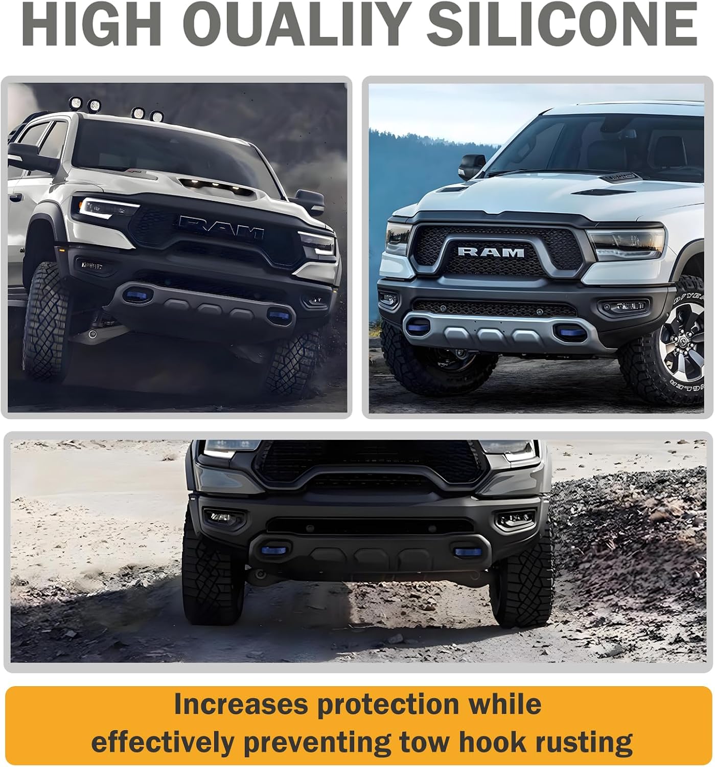 Front Tow Hooks Covers Hitch Cover Customized Car Tow Hooks Compatible with RAM 1500 Accessories 2019-2025,2026 (Blue)