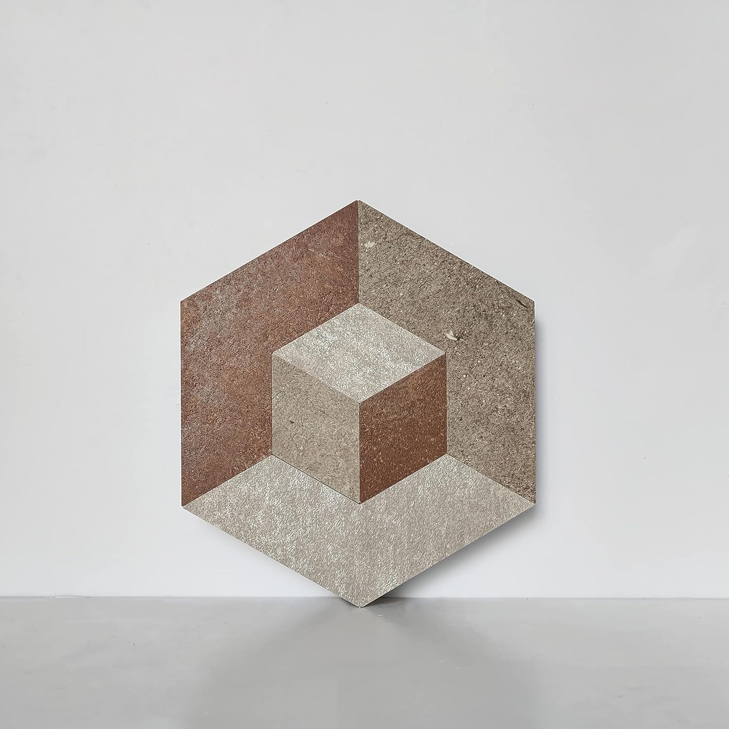 COLAMO LUXURY Peel and Stick Backsplash,Large Hexagon Faux Stone Mosaic Tile,Stick on Accent Wall,Geometric 3D Design,Waterproof Self Adhesive Smart Marble Tile for Kitchen,Fireplace(10,Reddish Brown)