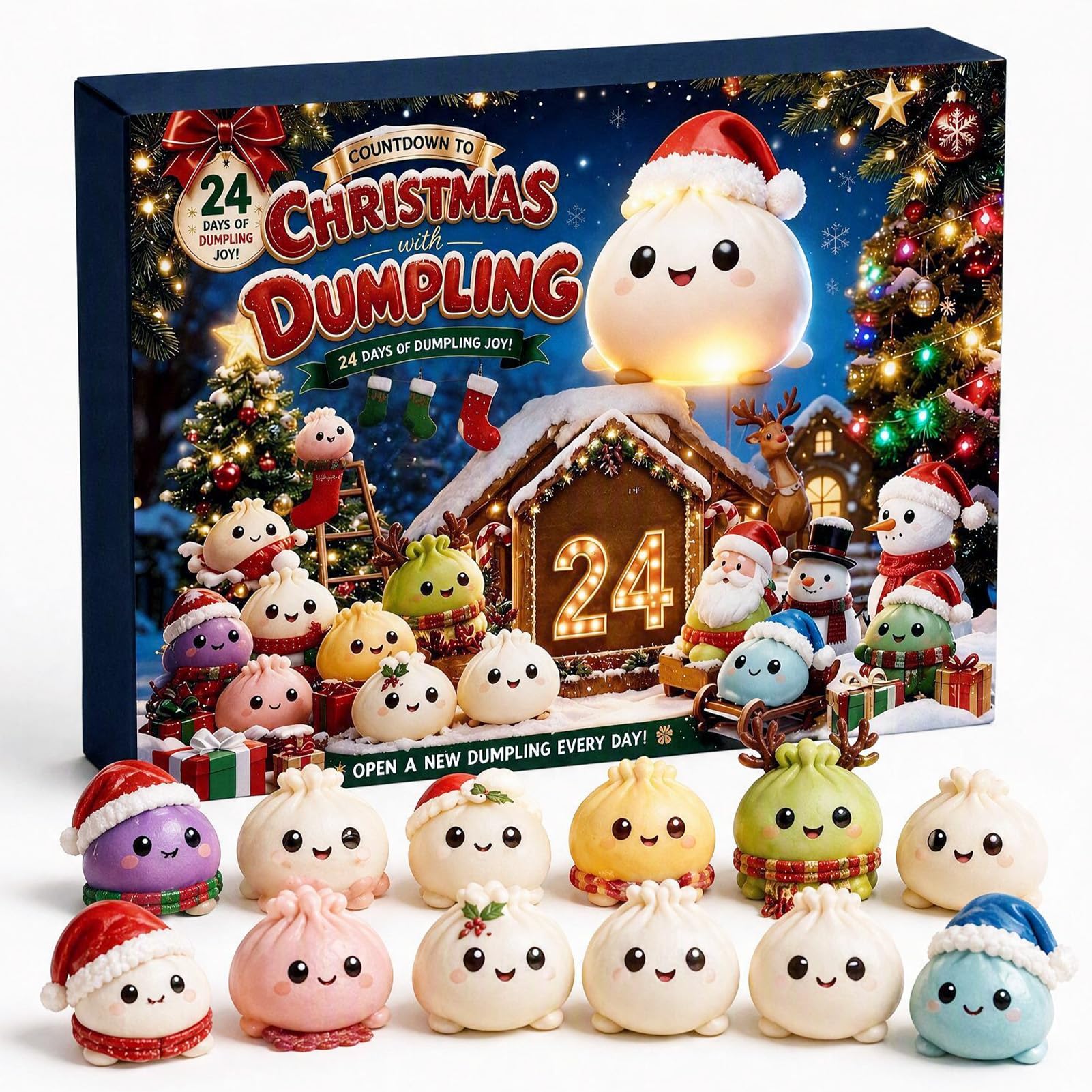 Kacuberr 2026 Squishies Advent Calendar, 24 Dumpling Christmas Countdown