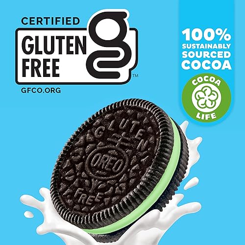 Miniatura 4 de OREO Galletas de sándwich de chocolate con crema de menta sin gluten, galletas sin gluten, 12 paquetes de 12.47 onzas