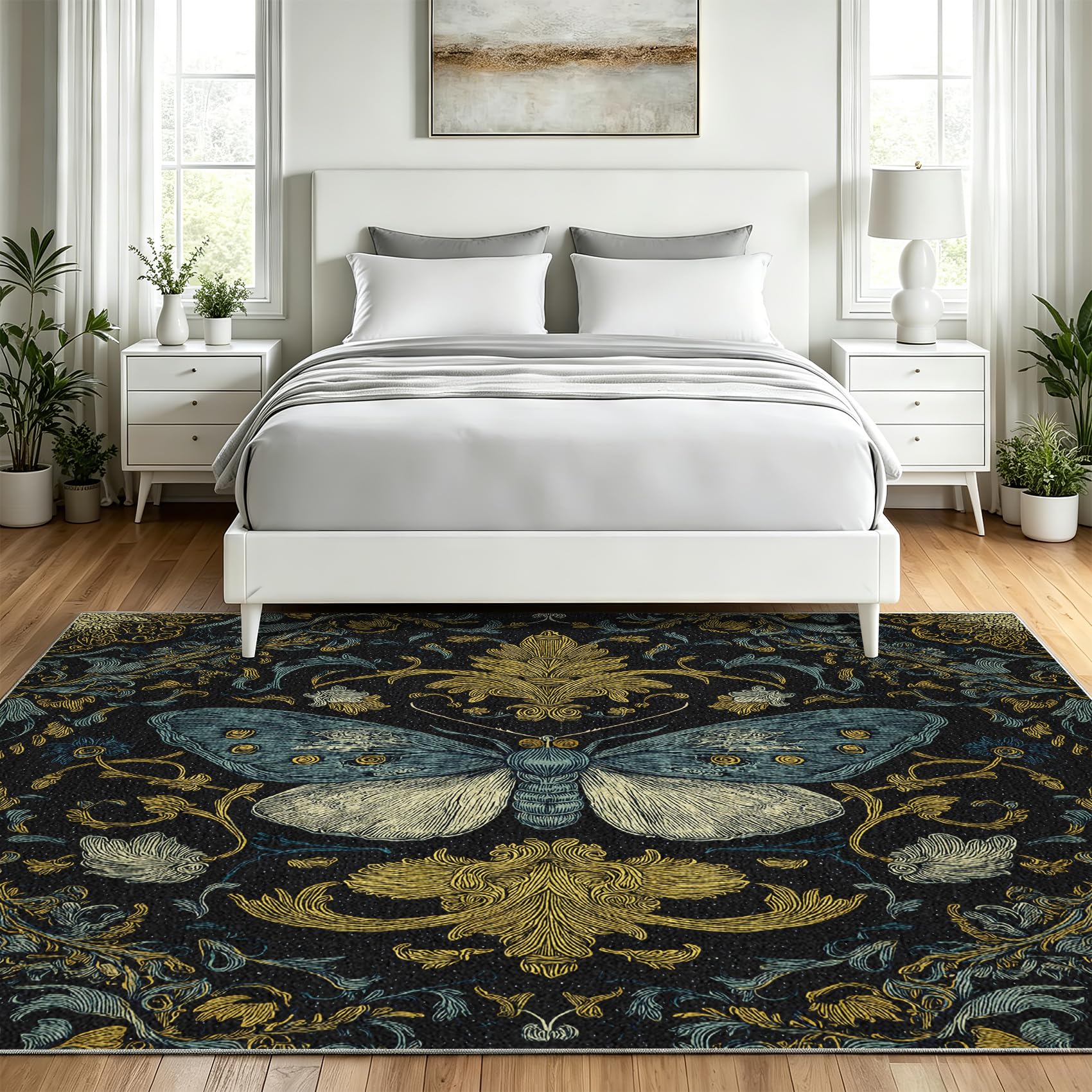 Générique Tapis Salon 120x160 Motif Papillon Bohème Tapis Chambre