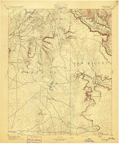 Lamy NM mapa topo, escala 1125000, 30 x 30 minutos, histórico, 1894, 20.1 x 16.6 in