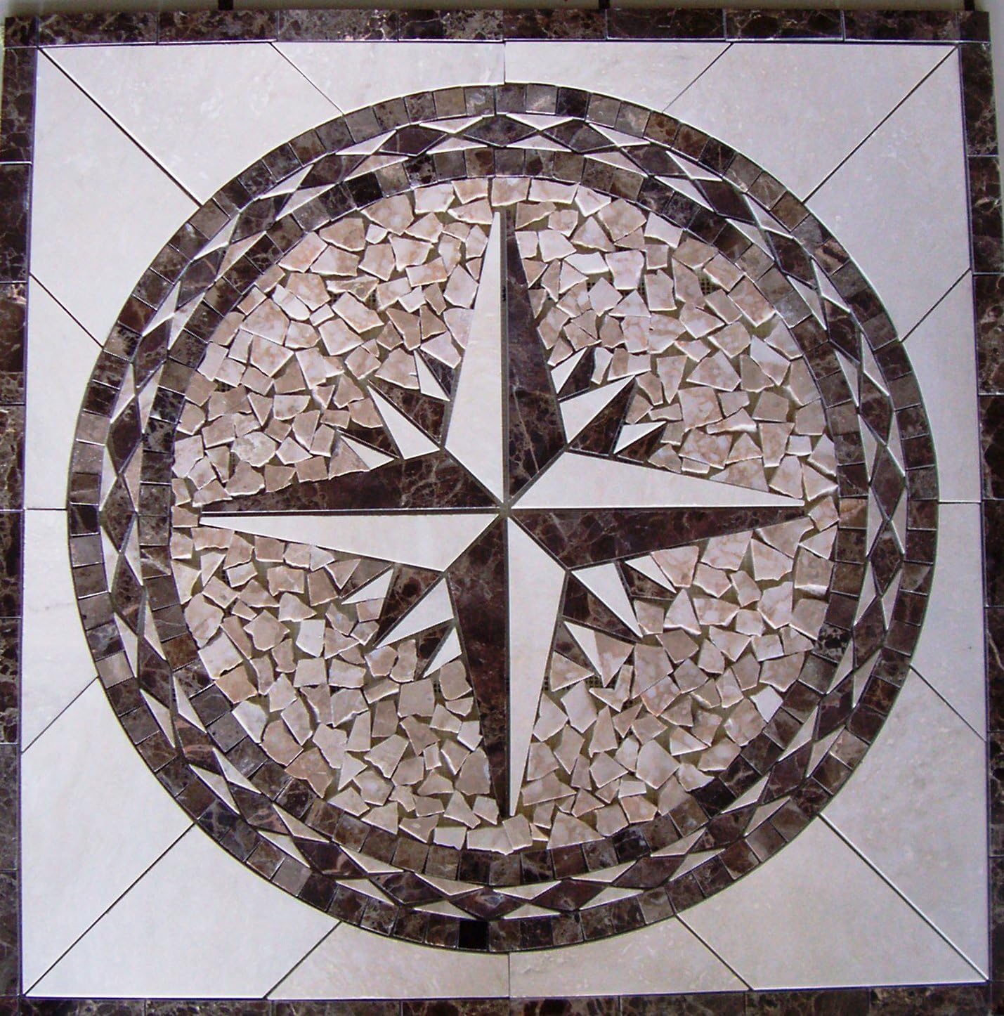Tile Floor Medallion Marble Mosaic Star Design 24x24