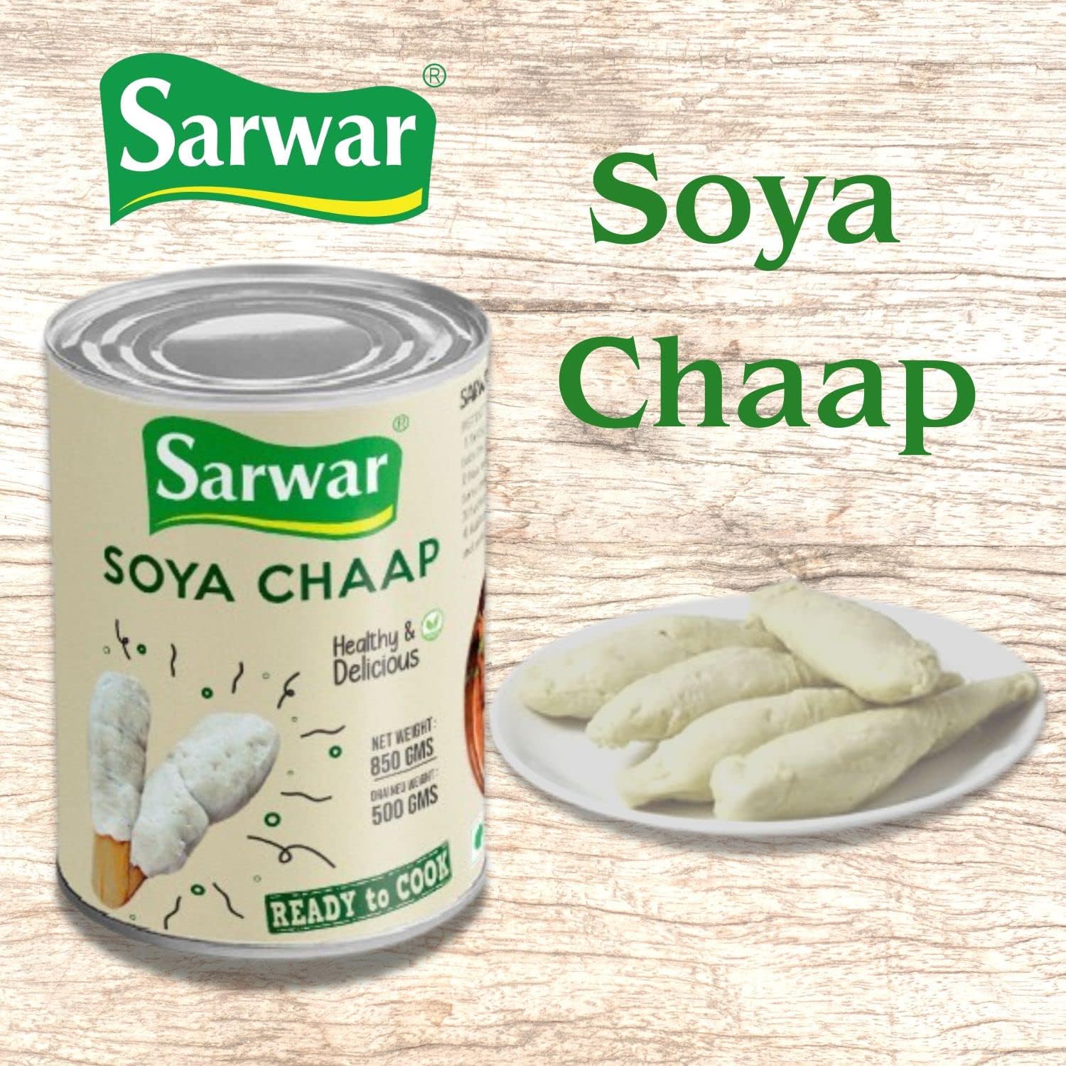 Soya Chaap Médaillons Kebab substitut de viande végétarien 1 x 850 g (soja, farine, farine de blé, farine de blé raffinée, chap) aliments végétaliens soja
