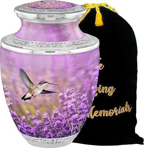 Miniatura 8 de Urnas de cremación personalizadas de flores de colibrí para cenizas adultas, machos y hembras, Urnas funerarias de 200 libras para cenizas humanas