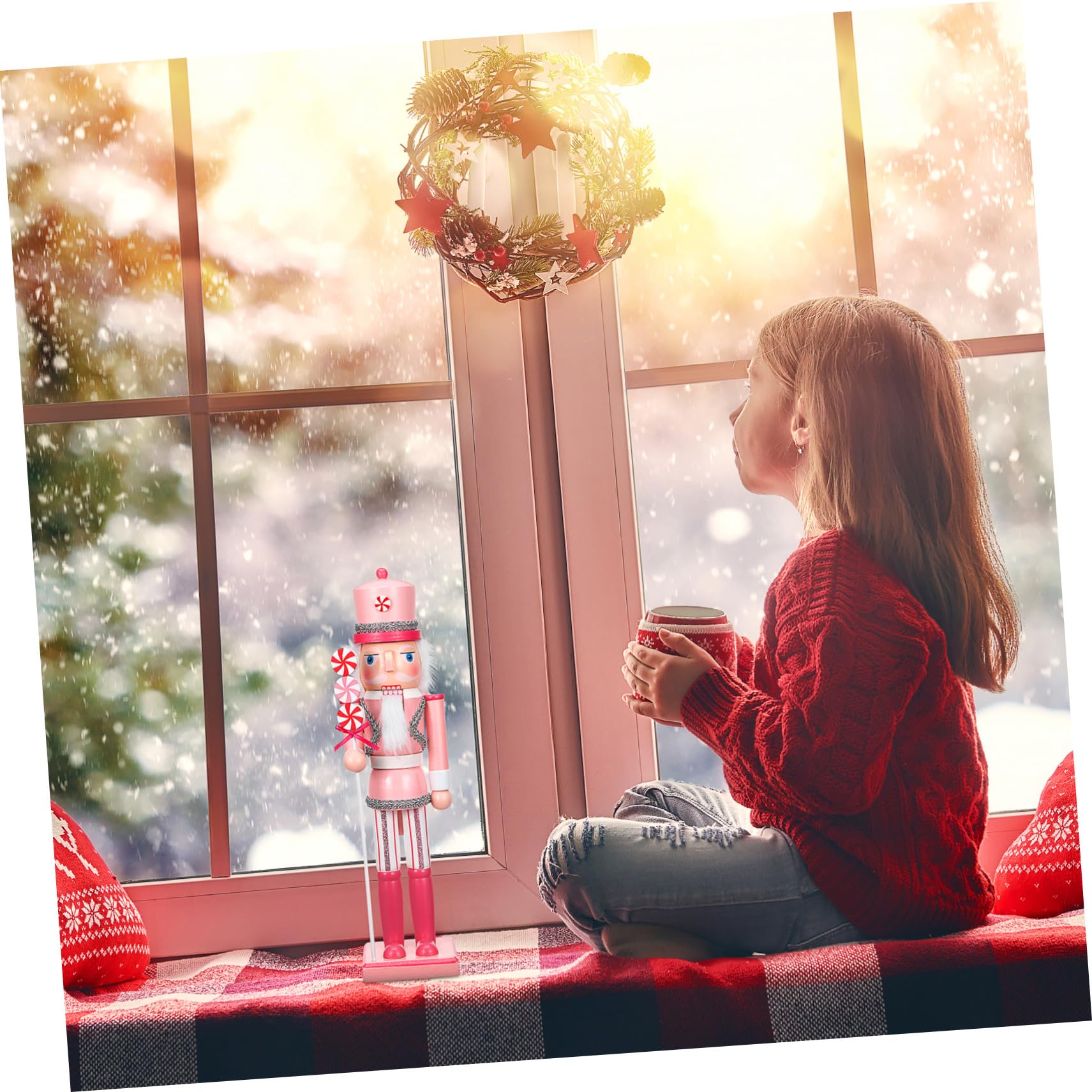 Drewniany Ozdobny Żołnierz Orzechowy Świąteczna Dekoracja Stołu i Domu Rzemieślniczy Nutcracker Boże Narodzenie Trwały i Szczegółowy Ornament