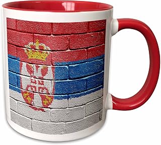 3dRose National flag of Serbia painted onto a brick wall Serbian 11oz Two-Tone Red Mug