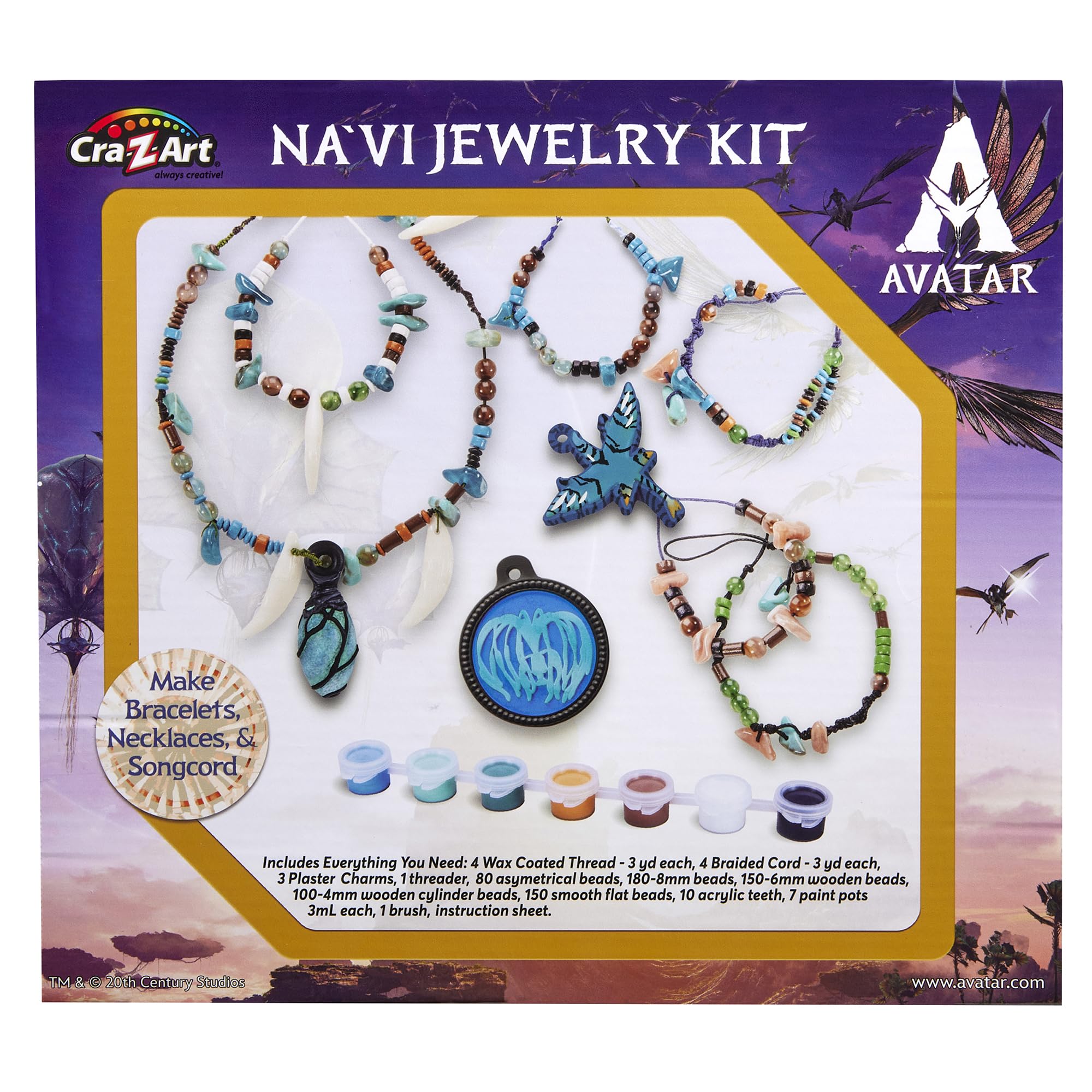 Cra-Z-Art Avatar Na'vi Schmuckherstellungs-Set zum Selbermachen von Armbändern, Halsketten und Songcord, Perlen, Charms, Fäden und Farben, kreatives Bastelset für Kinder ab 6 Jahren