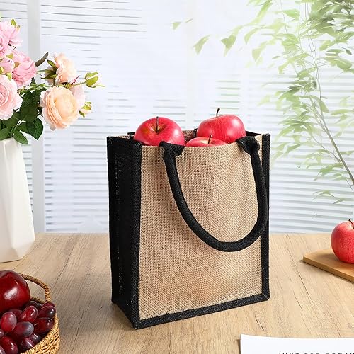 Vista 29 de Saintrygo 10 bolsas de arpillera de arpillera para regalo con asas, reutilizables, para playa, dama de honor, bolsas de bienvenida para bricolaje