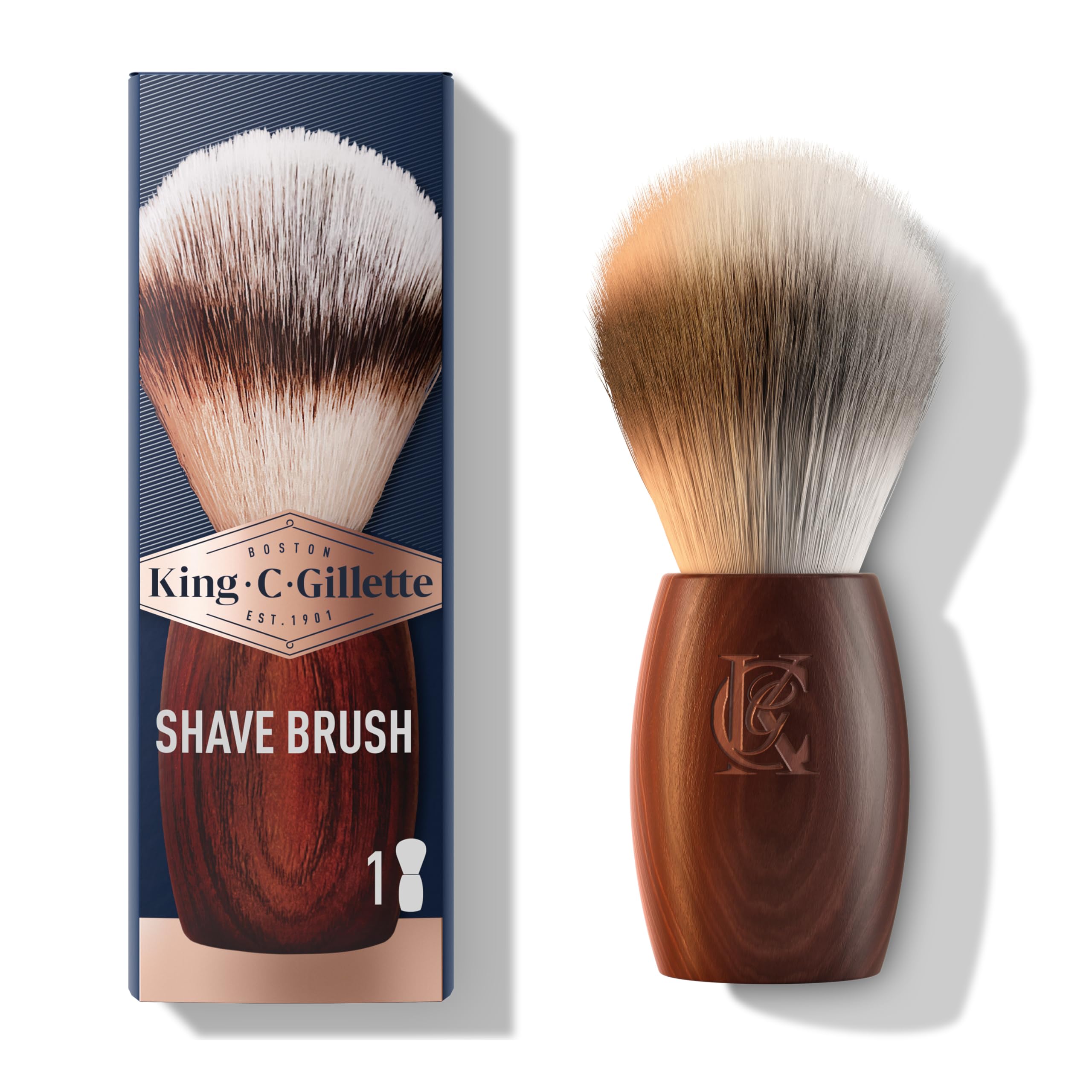 King C. Gillette Pennello da Barba, Cura della Barba, con Fibre Morbide e Manico in Legno, Esperienza di Rasatura Professionale, Idea Regalo Uomo
