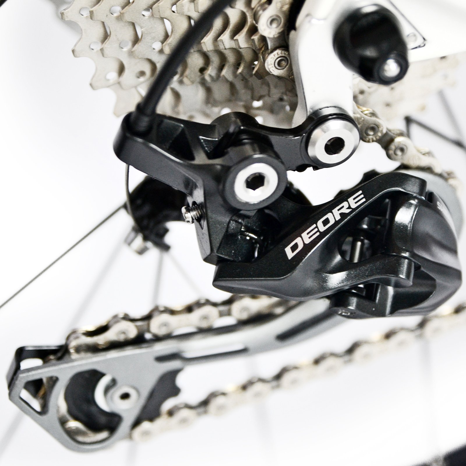 mountain bike a telaio rigido, in fibra di carbonio, Shimano Deore M610, 30 velocità, ultraleggera (10,65 kg), ruote RT da 66,04 cm, passaggio cavi interno professionale Toray T800, mozzi in carbonio lucido CB018, Donna, BO-CB018, White Orange, 17-Inch