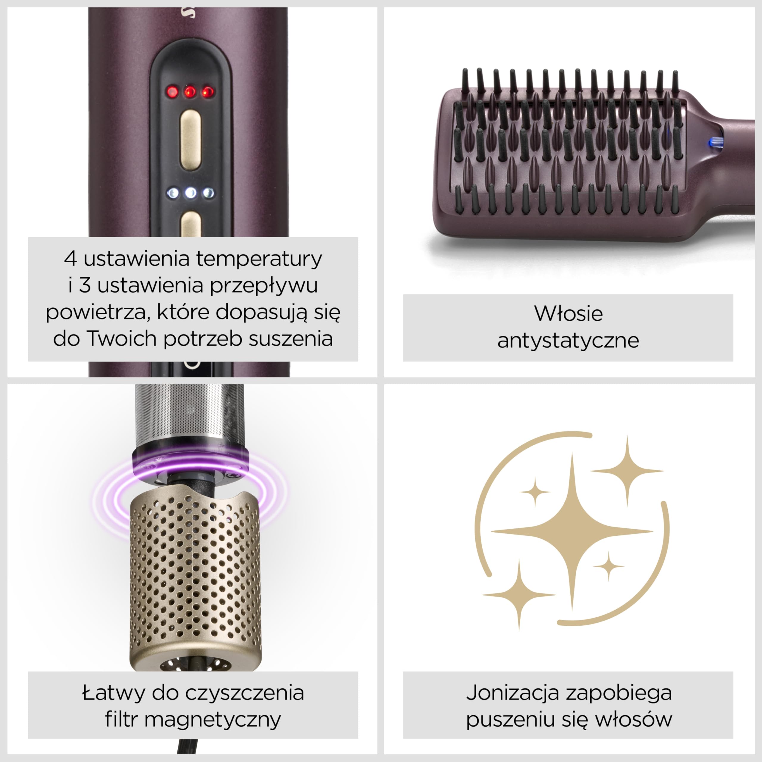 BaByliss Air Power Smooth – NOWOŚĆ 2025, stylizacja „mokre do suchych”, wygładzanie i prostowanie, szczotka susząca z technologią jonową przeciw puszeniu, model AS6400E