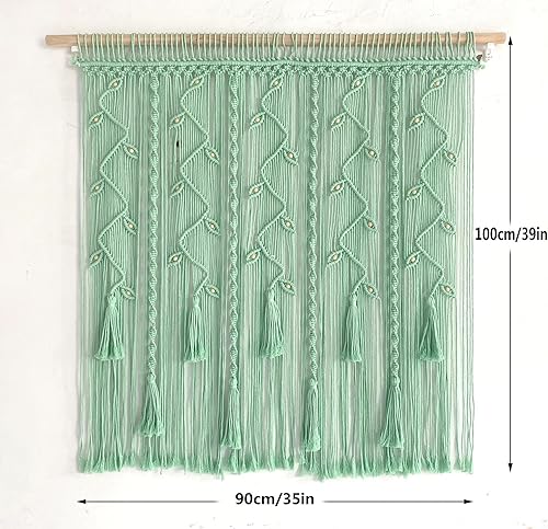 Miniatura 10 de Cortinas bohemias de macramé para ventanas, cortinas tejidas divisoras de habitaciones, sala de estar, cortinas para colgar en la pared, 39 pulgadas