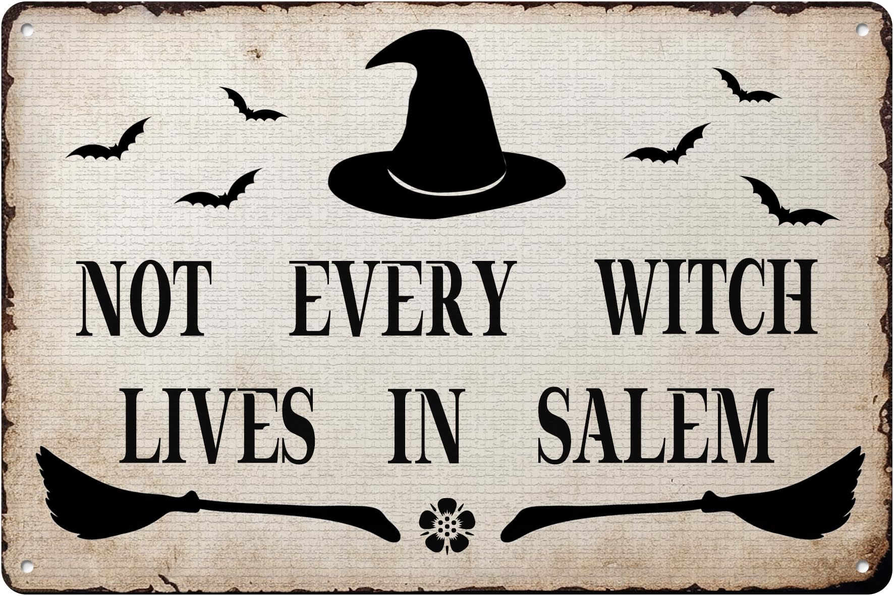 SMAZDFXX Not Every Witch Lives In Salem Tin Sign Holiday Decoration Retro Vintage Halloween Metal Signs Wall Decor Artistic Decorations Halloween Accessories For Coffee Shop And Pub 5.5"x8"