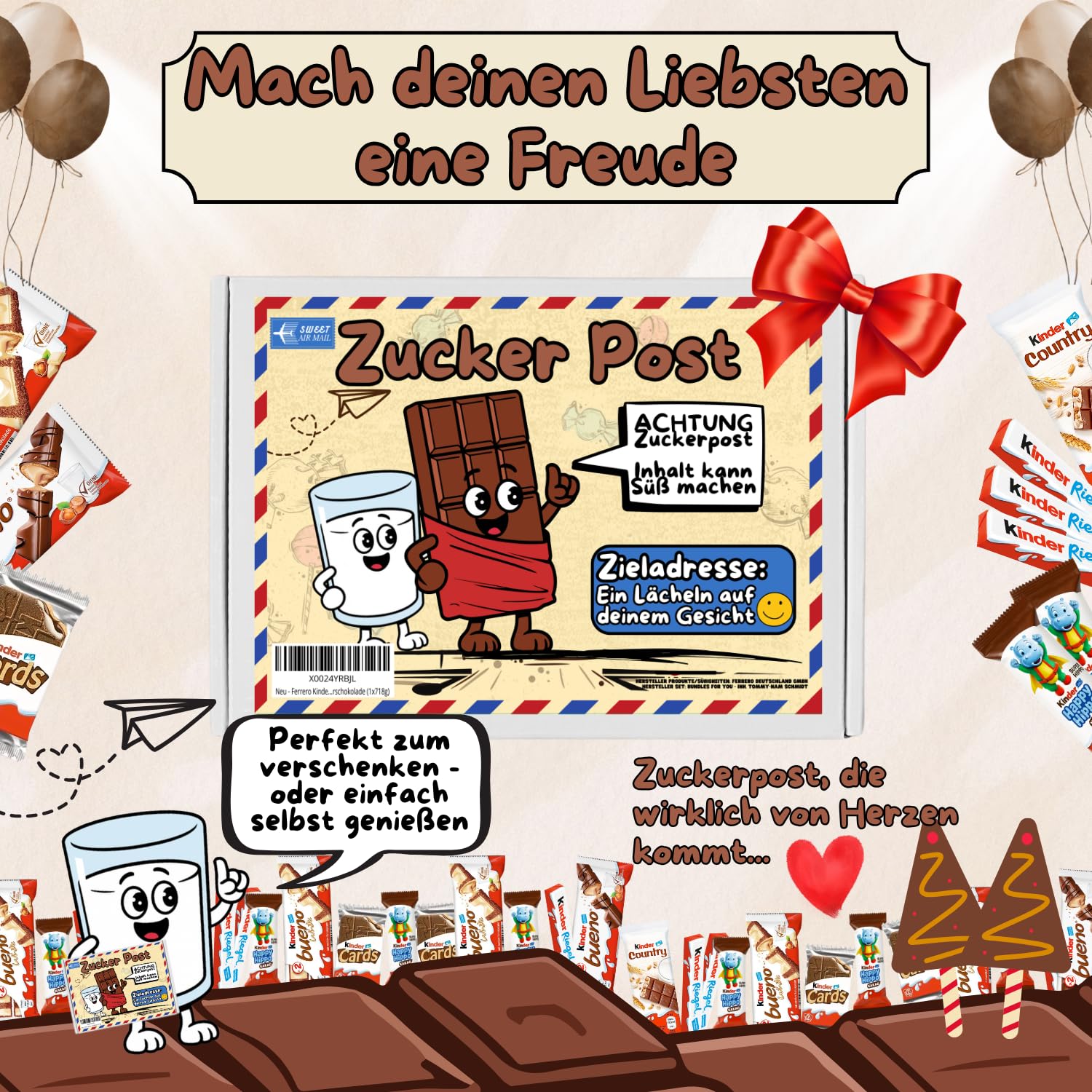 Ferrero Kinder Schokolade Geschenk-Box - Süßigkeiten Mix - Party-Mix - Süßigkeiten Großpackungen von Kinderschokolade (1x718g)