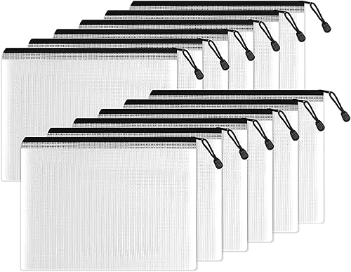 SUNEE - Bolsa de plástico con cremallera de malla, resistente al agua para suministros de oficina, rompecabezas y juegos, almacenamiento organizando.