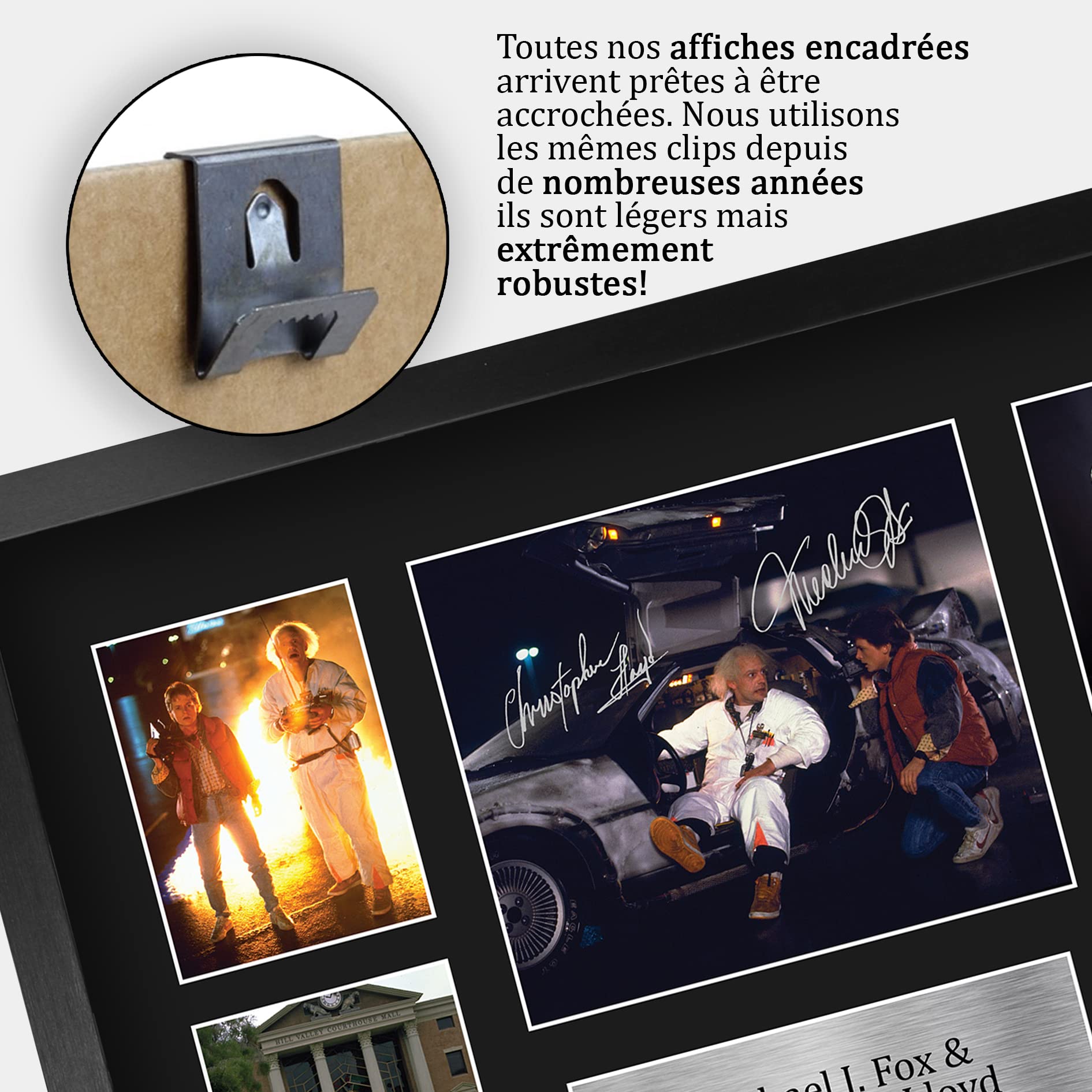 HWC Trading FR A3 Michael J Fox & Christopher Lloyd Back to the Future Cadeaux Imprimés Affichage de présentation d’autographes signés pour les fans de cinéma - A3 Encadré