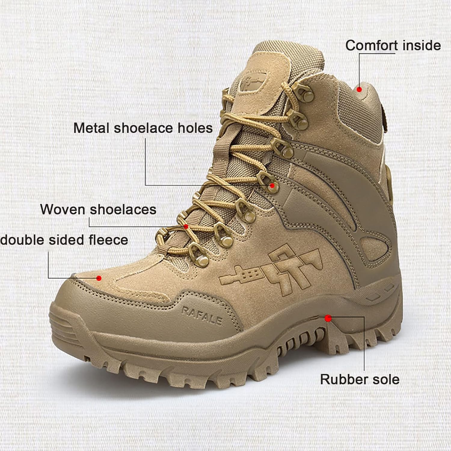 CLSQLXYJZC Mens Backpacking Boots Army, Durable Suede Leather and Rubber Sole Military Work and Desert Boots,Outdoor Lace-Up Sports Lightweight Durable Breathable Hiking Shoes