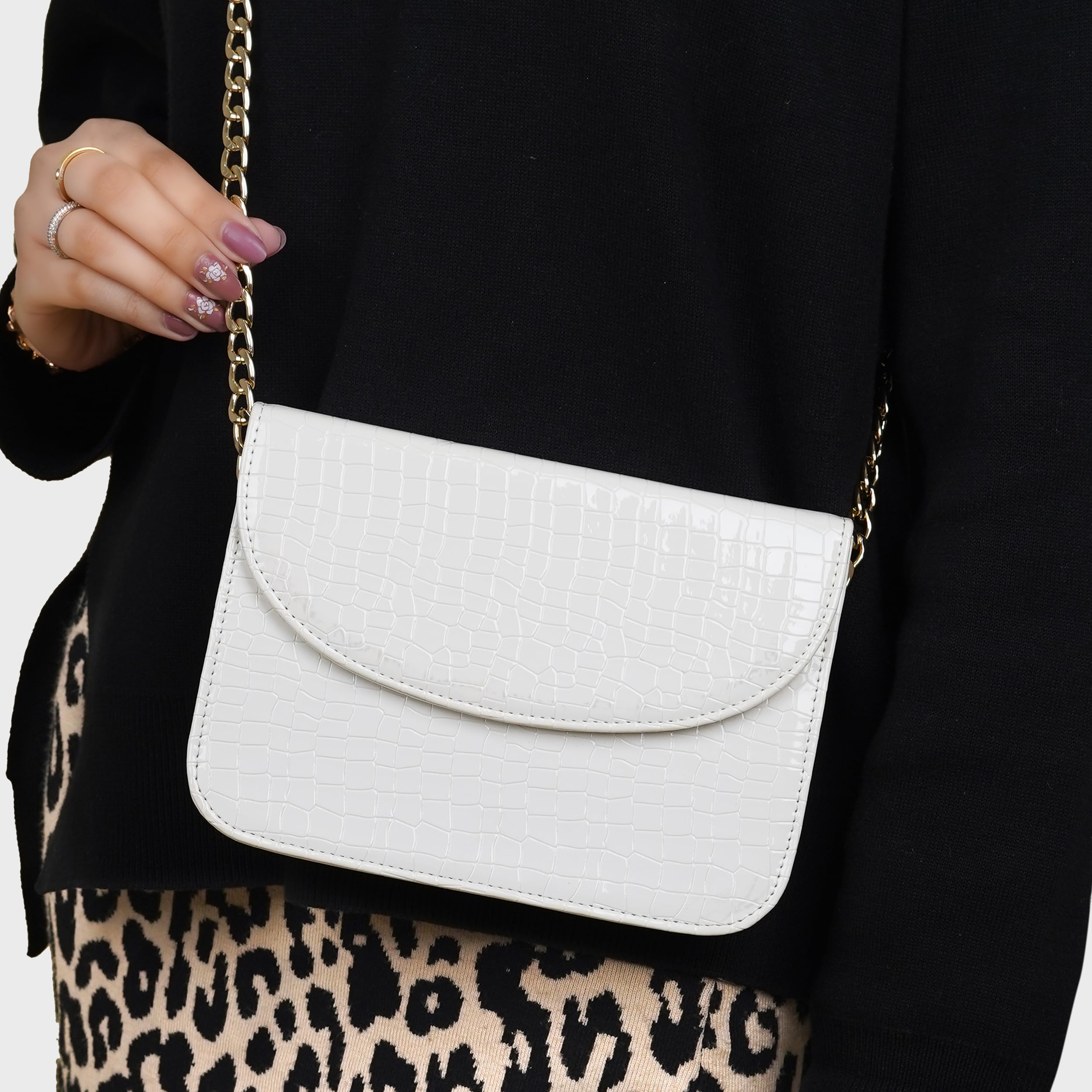 The Wallet Store Premium Brick Style Leather Sling Bag - White