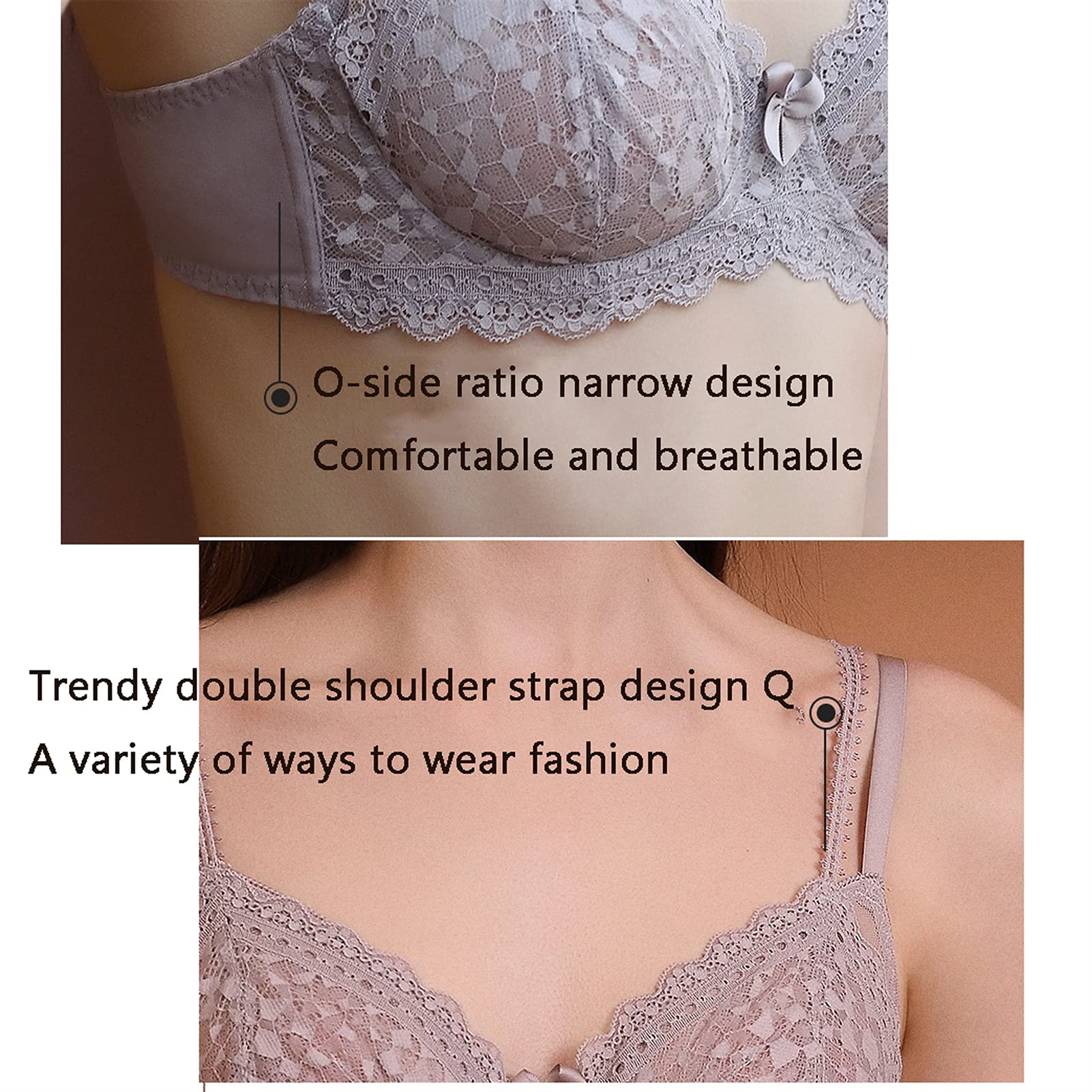 Reggiseno in pizzo trasparente da donna, push up Plus Size trasparente per tutti i giorni, minimizer intimo a rete non imbottito