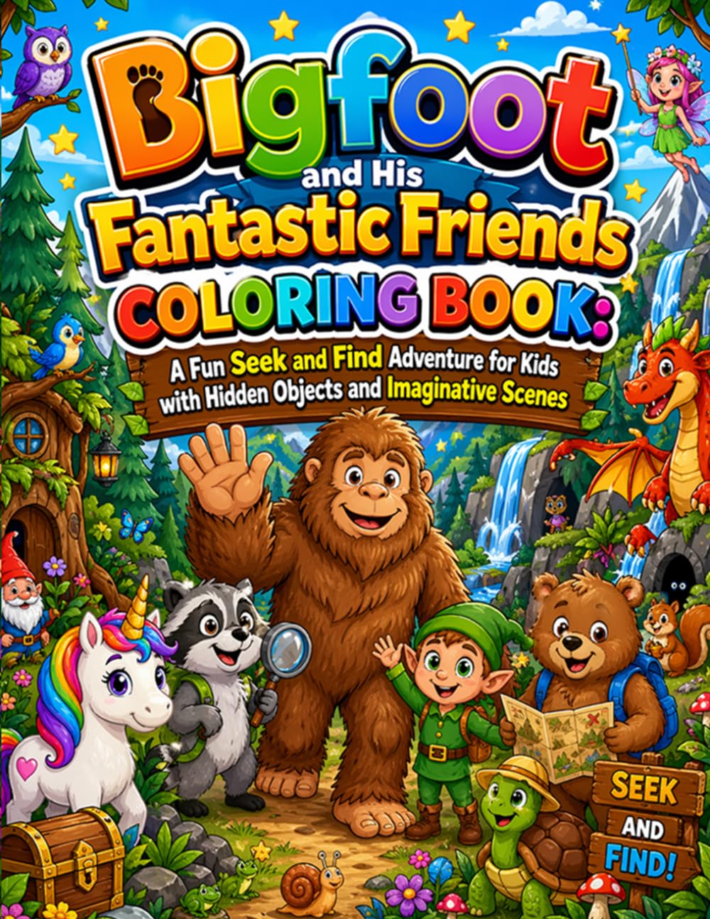 Bigfoot and His Fantastic Friends Coloring Book: A Fun Seek and Find Adventure for Kids with Hidden Objects and Imaginative Scenes: A Creative ... and Fun Adventures for Kids Ages 4 to 8
