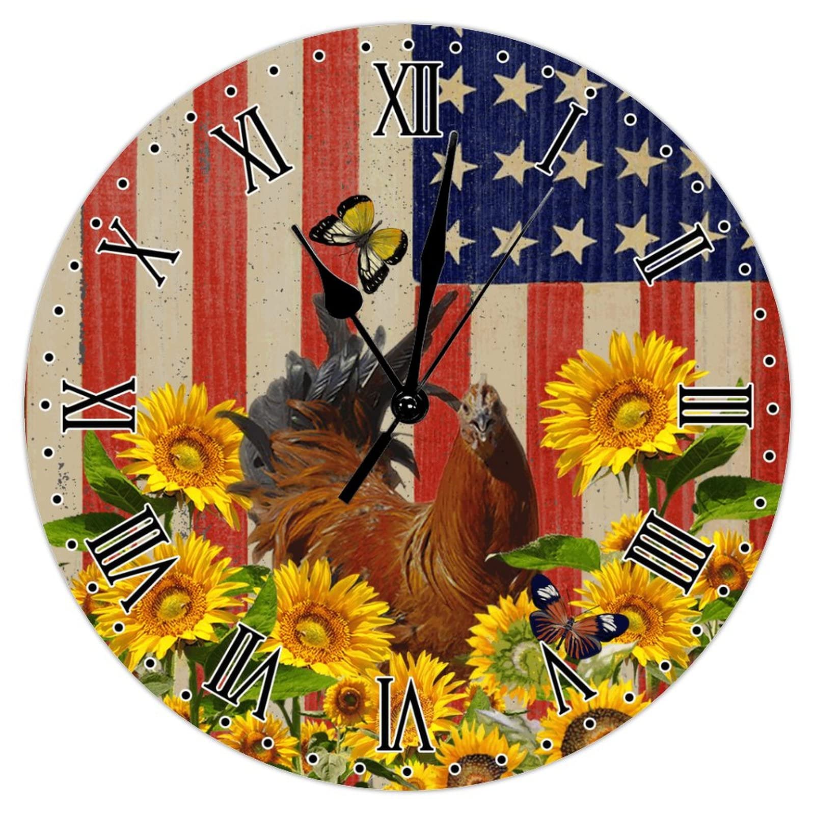 Horloge murale silencieuse vintage pour cuisine rustique et salon