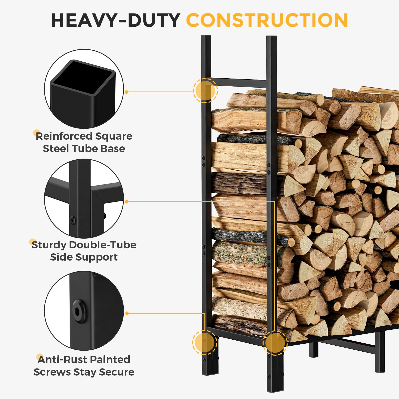 Snapklik.com : Firewood Rack Outdoor 4FT, Heavy Duty Firewood Holder ...