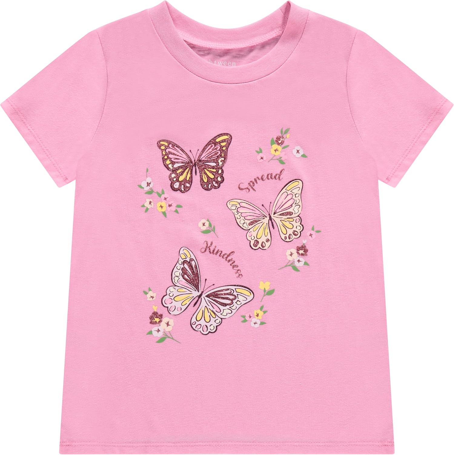 BTween Girls 4 Piece Tops Fashionable Short Sleeve T-Shirt Casual Daily Shirt for Kids Assorted Colors