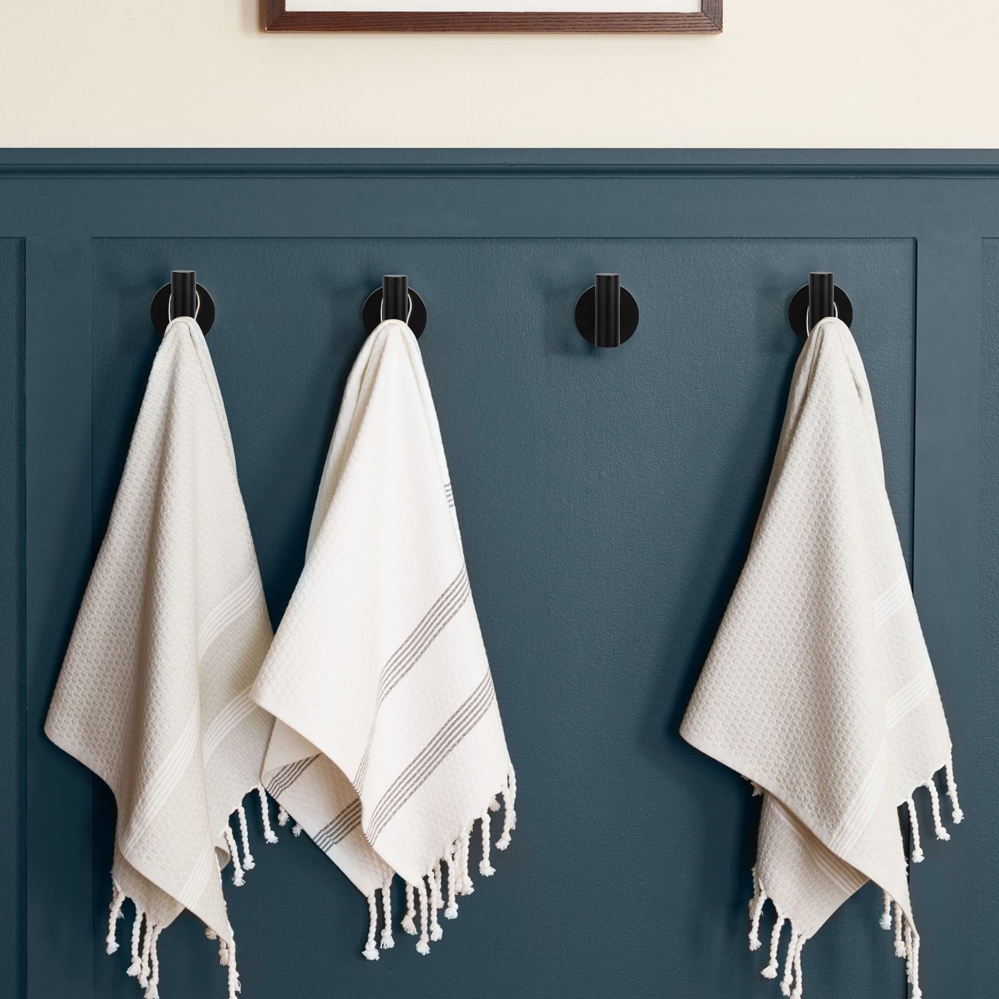 TUNNY Paquete de 3 Ganchos Redondos para Colgar, Abrigos de Baño, Negro Mate, Gancho Resistente para Puerta, Toalla, Ropa, Armario, Esponjas, Gancho de Pared para Baño, Dormitorio, Cocina