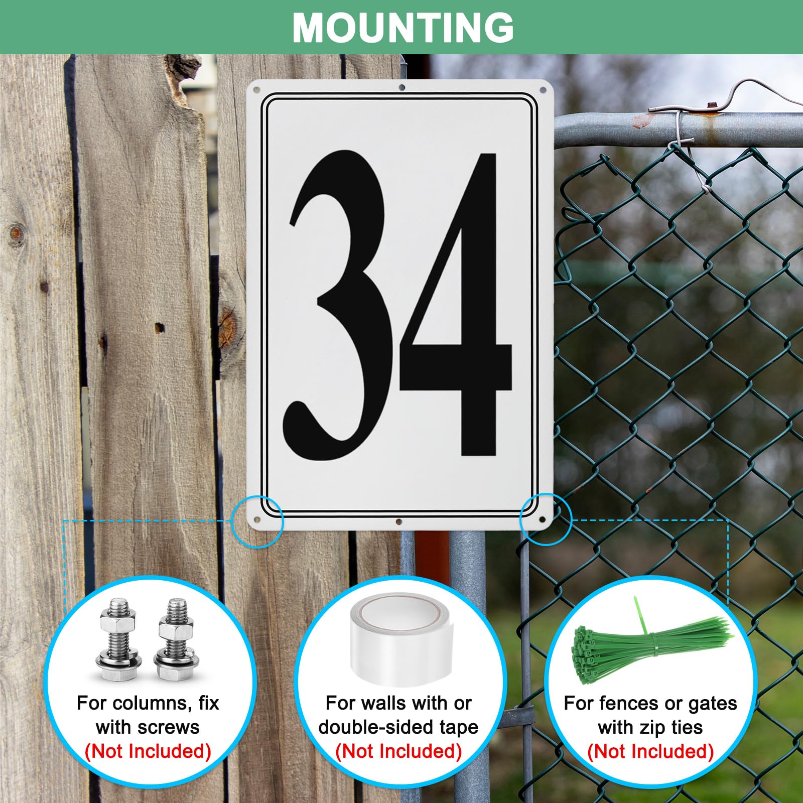 M METERXITY Aluminum Number Sign 34, 11.8 Inch House Numbers and Metal Letters, Parking Spot Letter Signs - Image 4