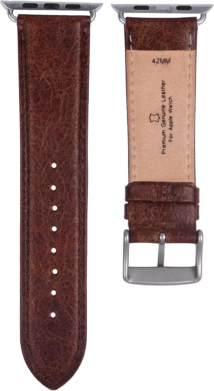 Best Seller BELFORD Leather Band Compatible 42 mm Italian Leather Band for Apple iWatch, Strap Replacement Hypoallergenic Band with Stainless Metal Clasp for Apple Series 4 Series 3, 2,1 Sport (Dark Tan) Tech Deals 🔥 BELFORD Leather Band Compatible 42 mm Italian Leather Band for Apple iWatch, Strap Replacement Hypoallergenic Band with Stainless Metal Clasp for Apple Series 4 Series 3, 2,1 Sport (Dark Tan)