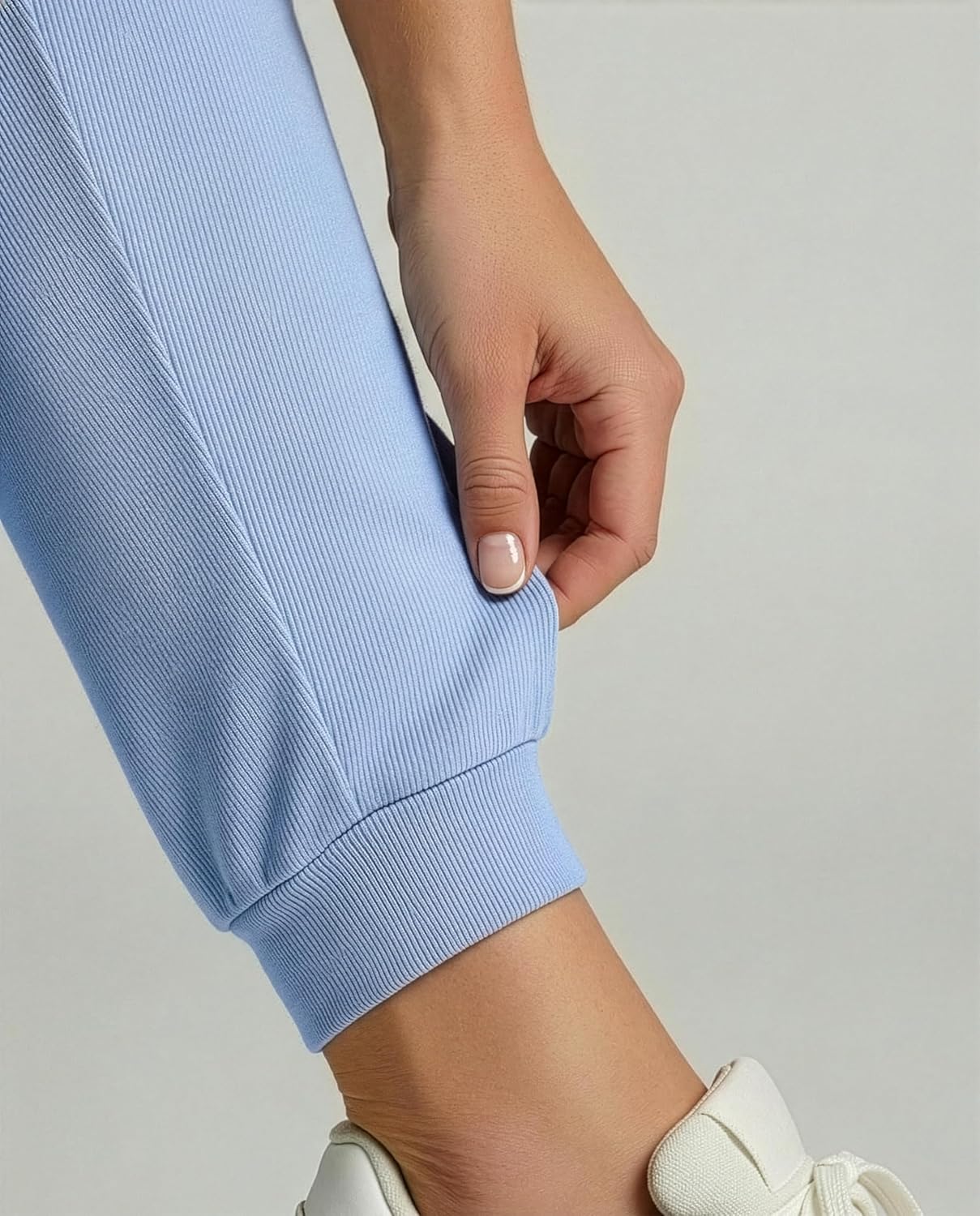 Real Essentials 3 Pack: Women's Ribbed Lounge Jogger Casual Pants Cuffed Sweatpants with Pockets (Available in Plus) - Image 5