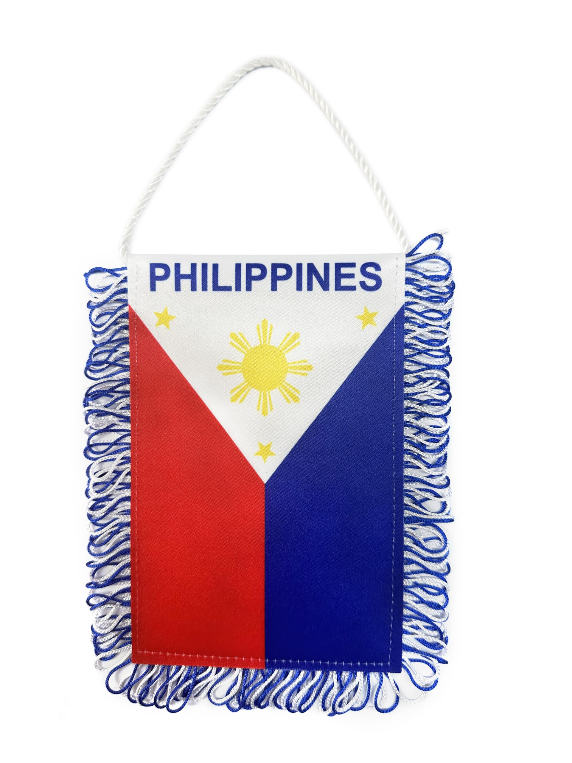 TOPFLAGS Filipino Flag 4 X 6 Inch Fringe Philippines Hanging Flag Mini Banner Double Sided