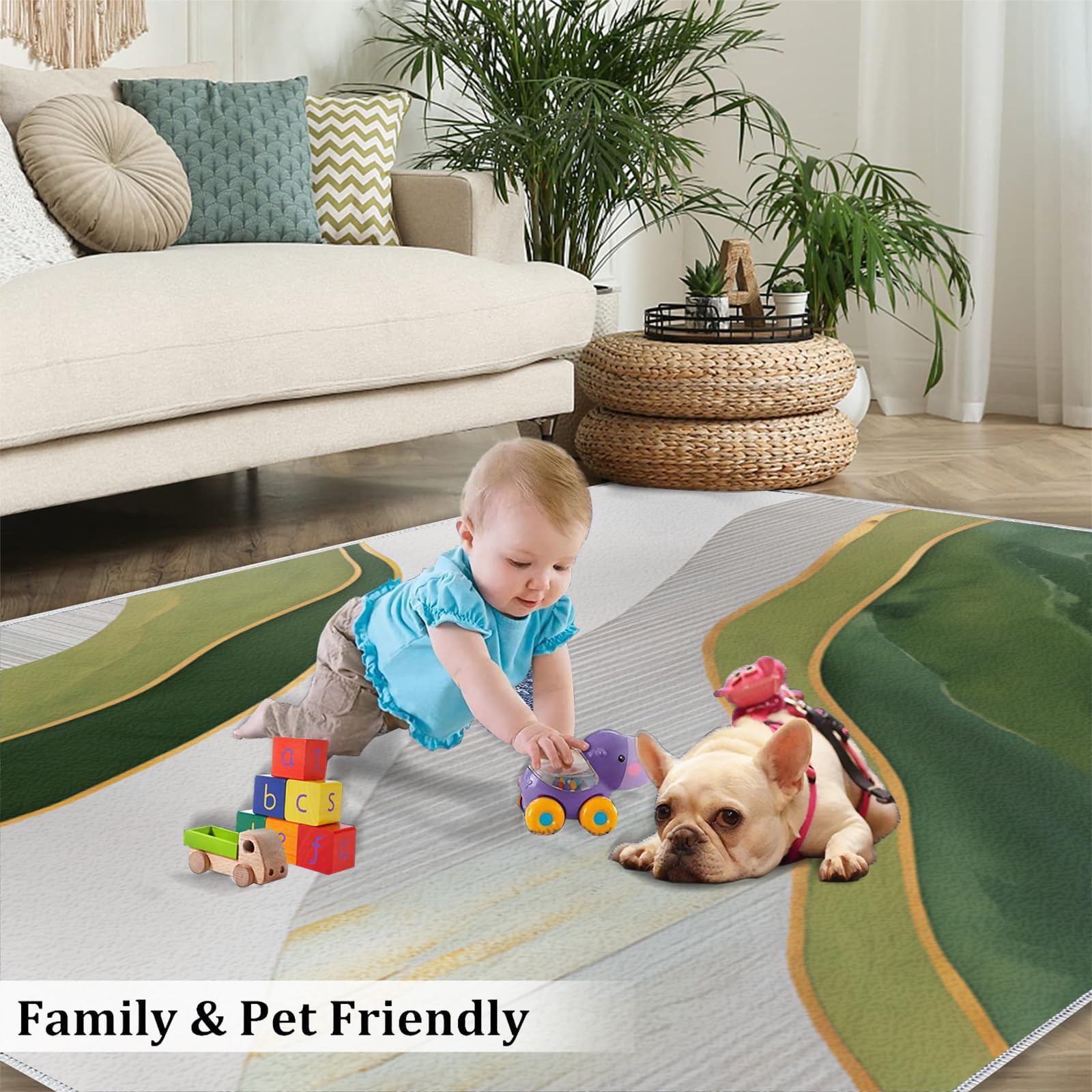Tappeti di Zona Geometria Irregolare Moderna Tappeto per Bambini Striscia Verde Smeraldo - per Pavimento Della Cucina del Ristorante 60 x 120 cm