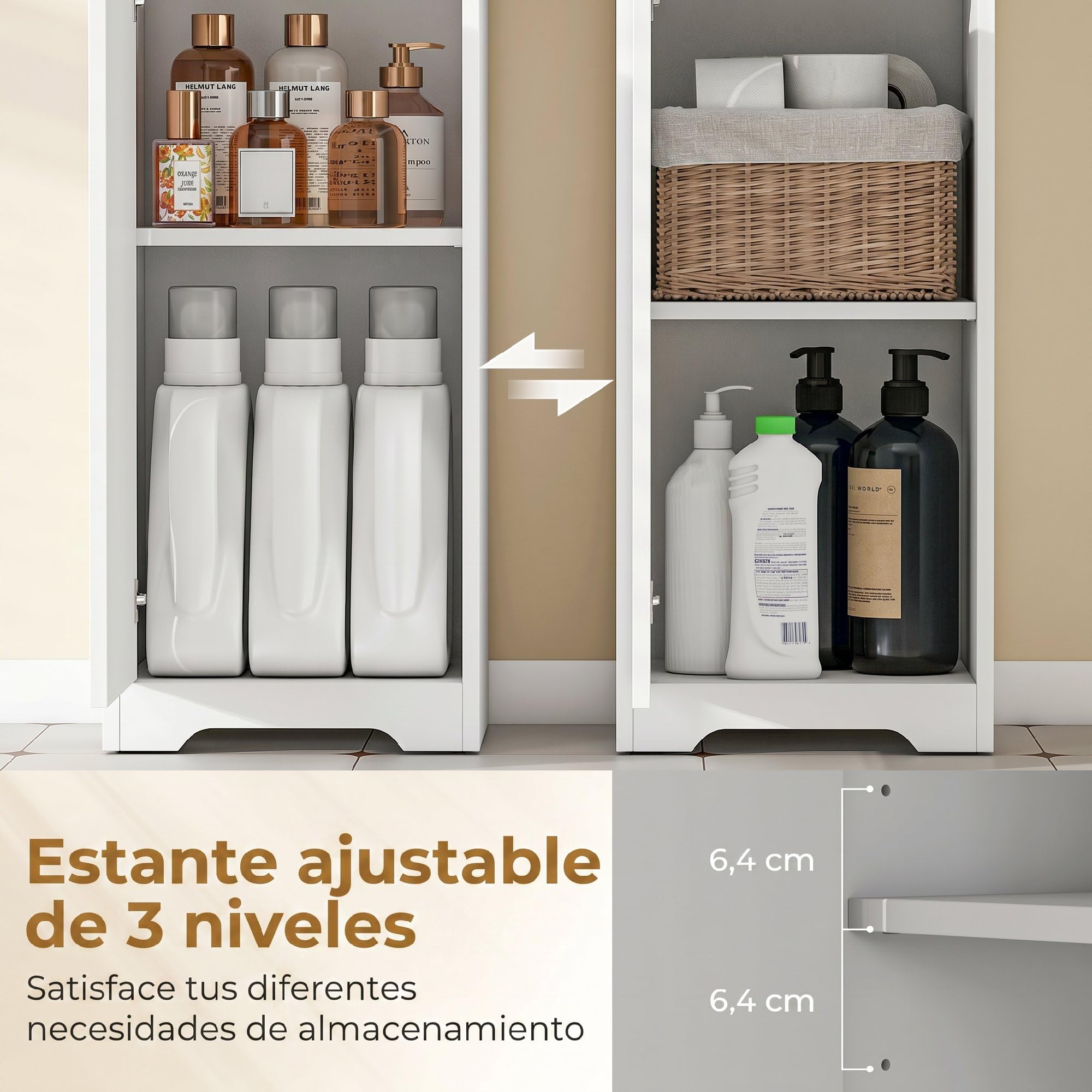 HOMCOM Armario de Baño Alto para Espacios Pequeños 33x30x172 cm Blanco | Mueble Auxiliar de Baño Estrecho con Cajón, Diseño Acanalado, Estante Ajustable, Estantes Abiertos