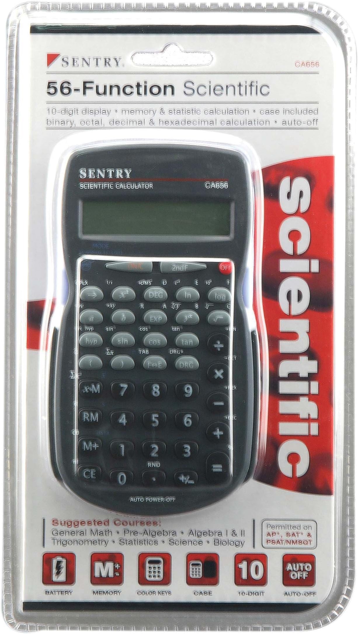 Sentry Industries Inc. 56-Function Scientific Calculator, Black (CA656)