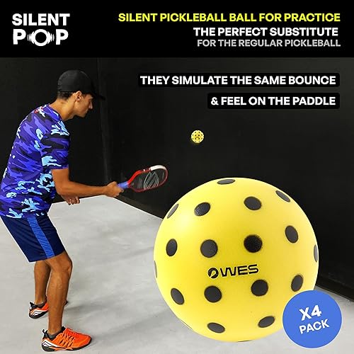 Miniatura 2 de WES Juego de 4 bolas de pickleball silenciosas