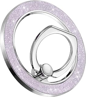 【最新アップグレード！4kg強い磁力】Calina かわいい対応スマホリングmagsafe、360°回転角度調整可能マグネットリング、「おしゃれ軽量、持ち運びに便利」バンカーリング、片手で操作可能のキラキラ携帯リング、互換性iPhone 17/16/15/14/13/12およびそれ以降の対応iPhone リングマグセーフシリーズ用（むらさきいろ）