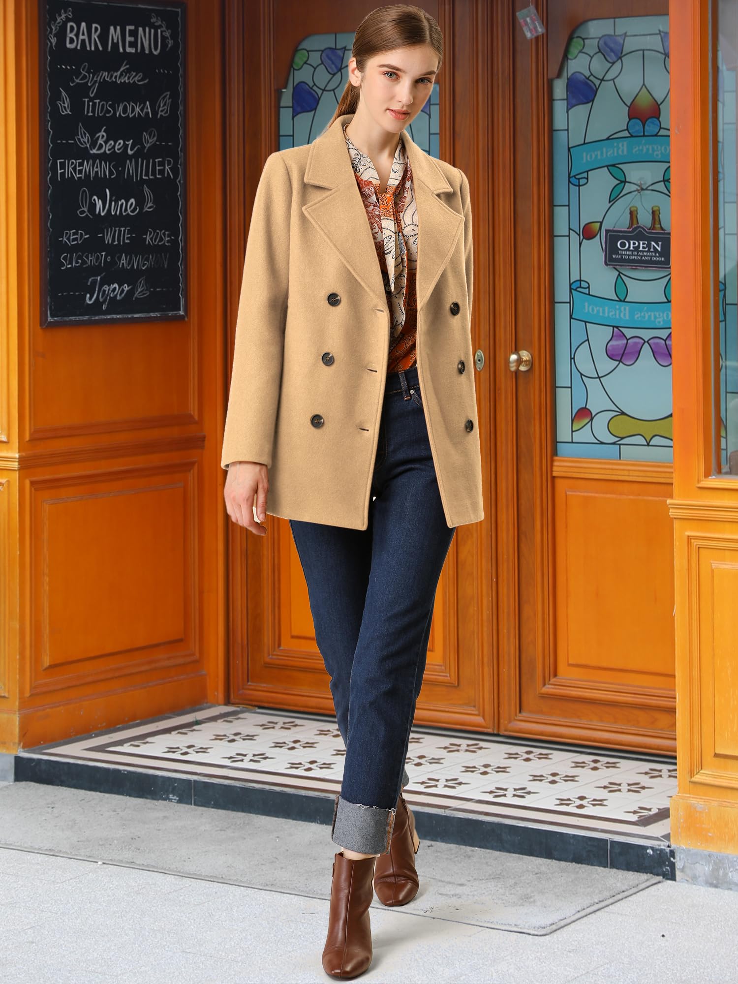Allegra K Cappotto donna giacca marinaio