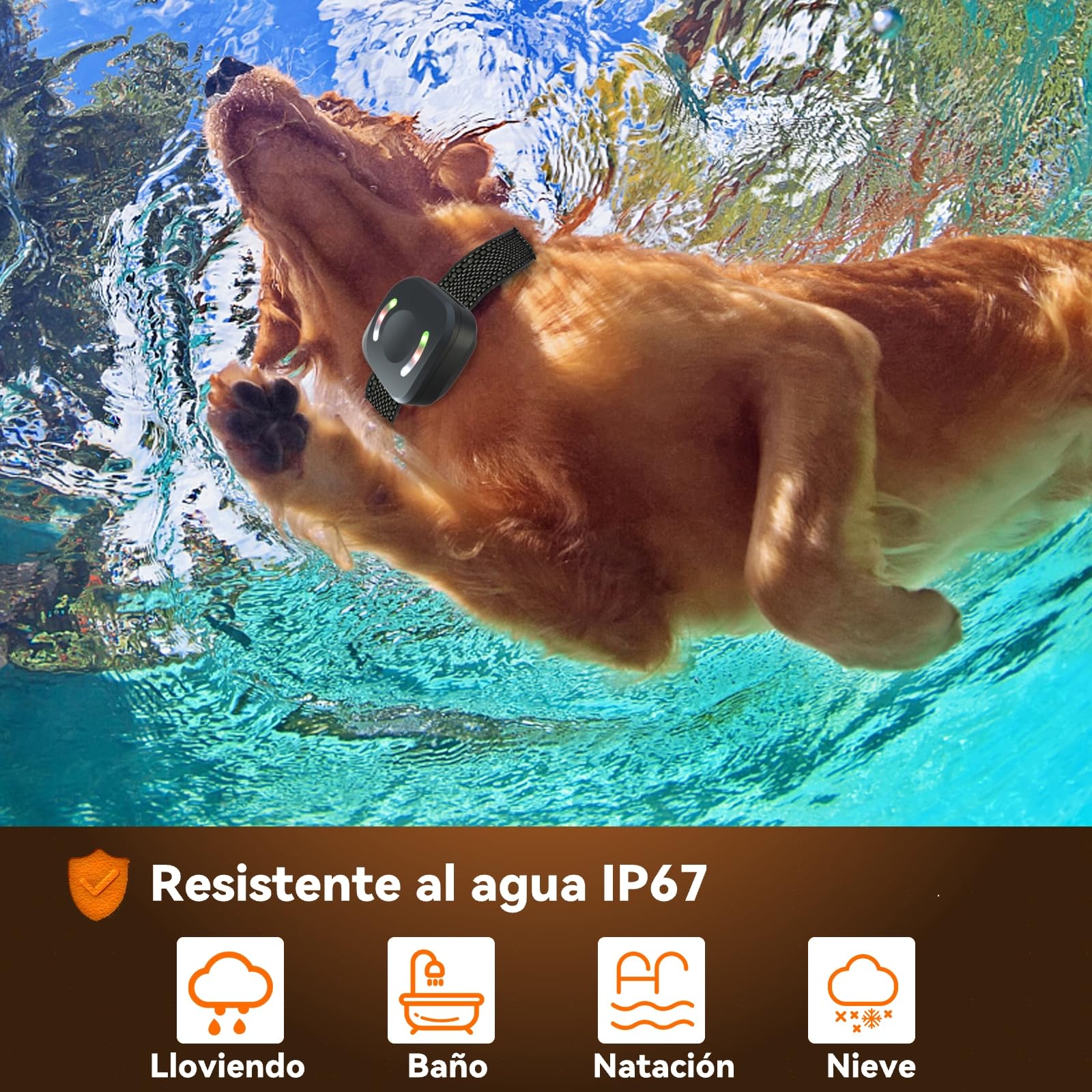 Collar de Adiestramiento para Perros,Collar Recargable con Rango de Control Manual 2000 Metros,4 Modos de Adiestramiento Efectivos Luz LED/Sonido/Vibración/Fuerte Vibración,Resistente al Agua IP67