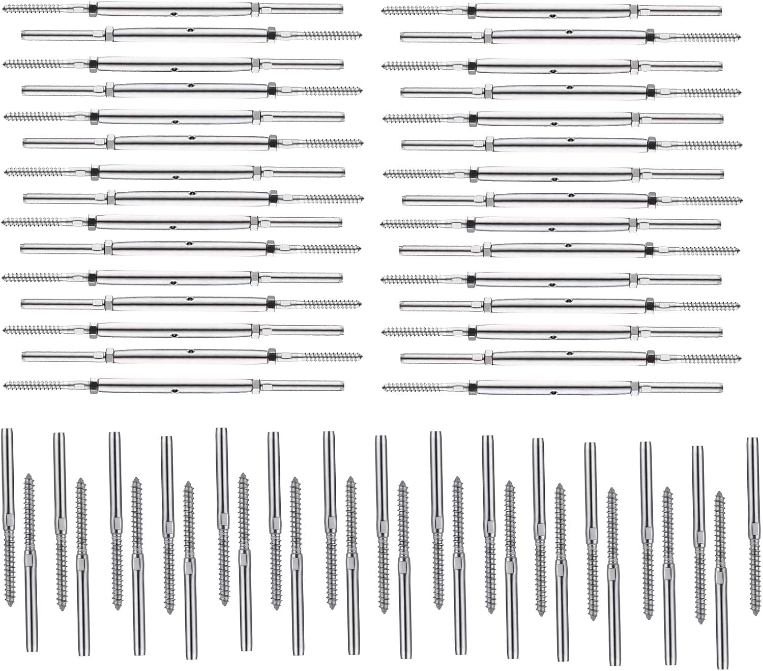 One-Day Sale: Up to 70% Off Senmit Lag Screw & Swage Tension Turnbuckle,for 1/8 Cable Deck Stair Wood Post Railing,Stainless Steel T316 Marine Grade 30 Pair