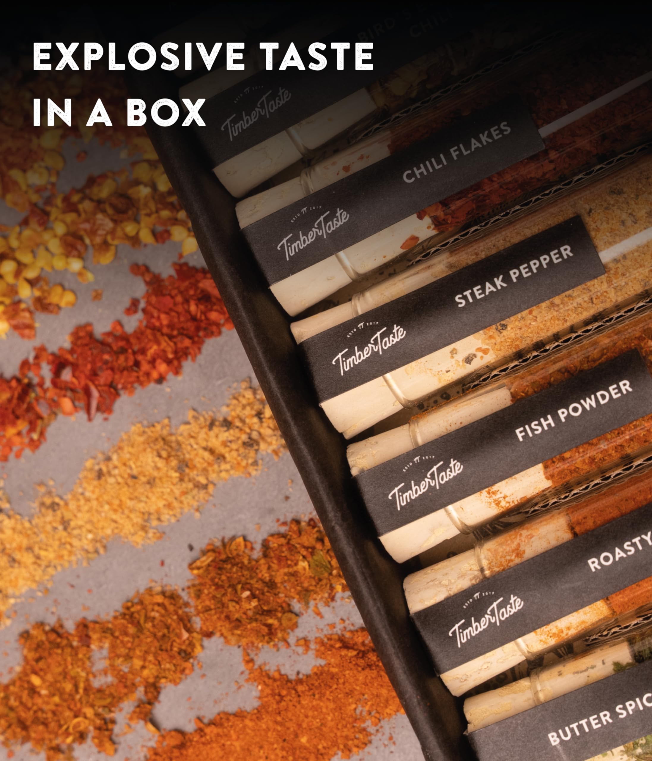 TIMBER TASTE® Gewürzset Geschenk Herren 10er Set 5 Grill Gewürze 5 scharfe Chilli Gewürze 1.200.000 Scoville
