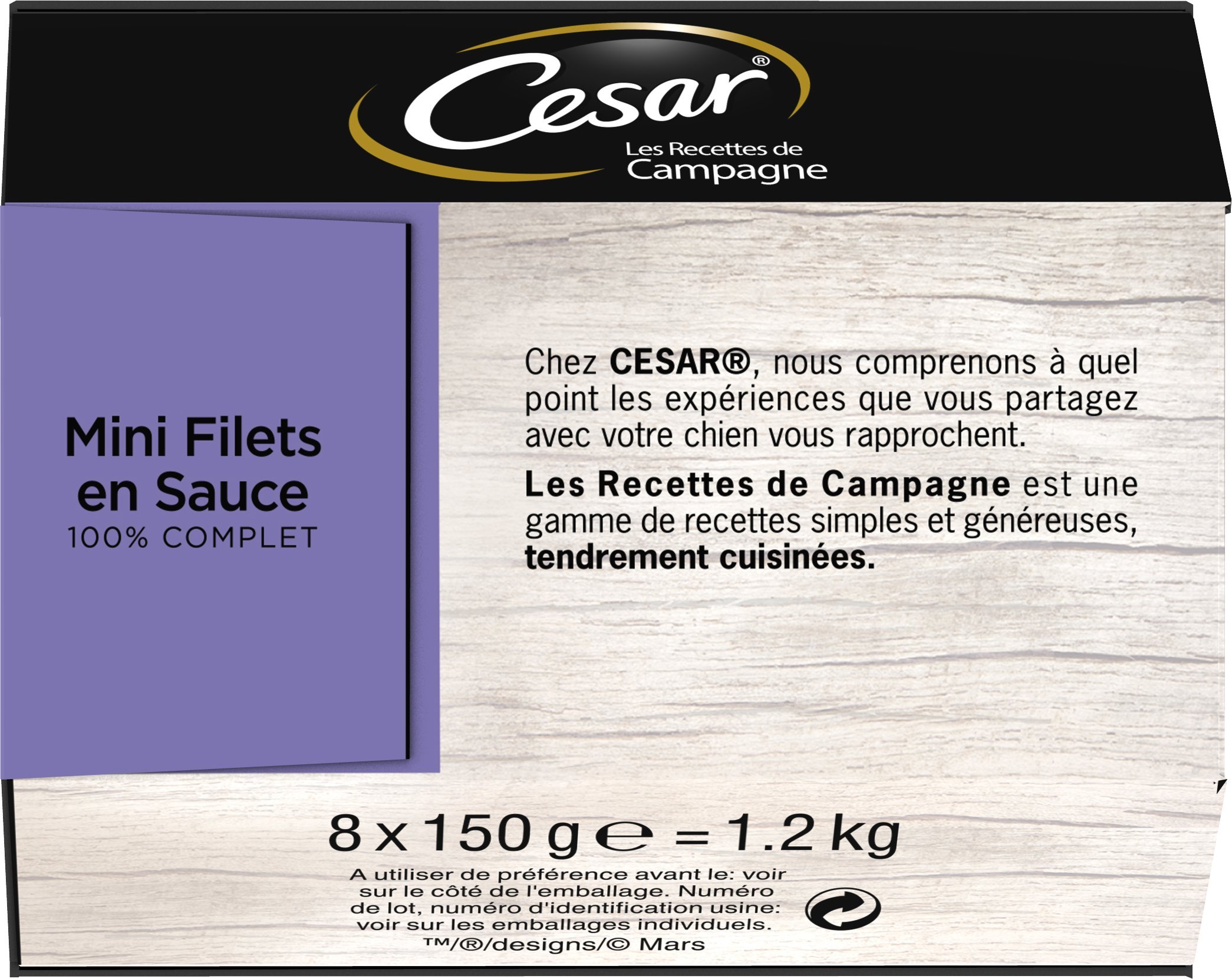 Cesar Hundemahlzeit – 24 Schalen (3 Packungen mit 8 x 150 g) – Nassfutter für Hunde in Sauce – Rind/Huhn/Lamm/Truthahn – komplettes Futter & ausgewogenes Futter mit natürlichen Inhaltsstoffen