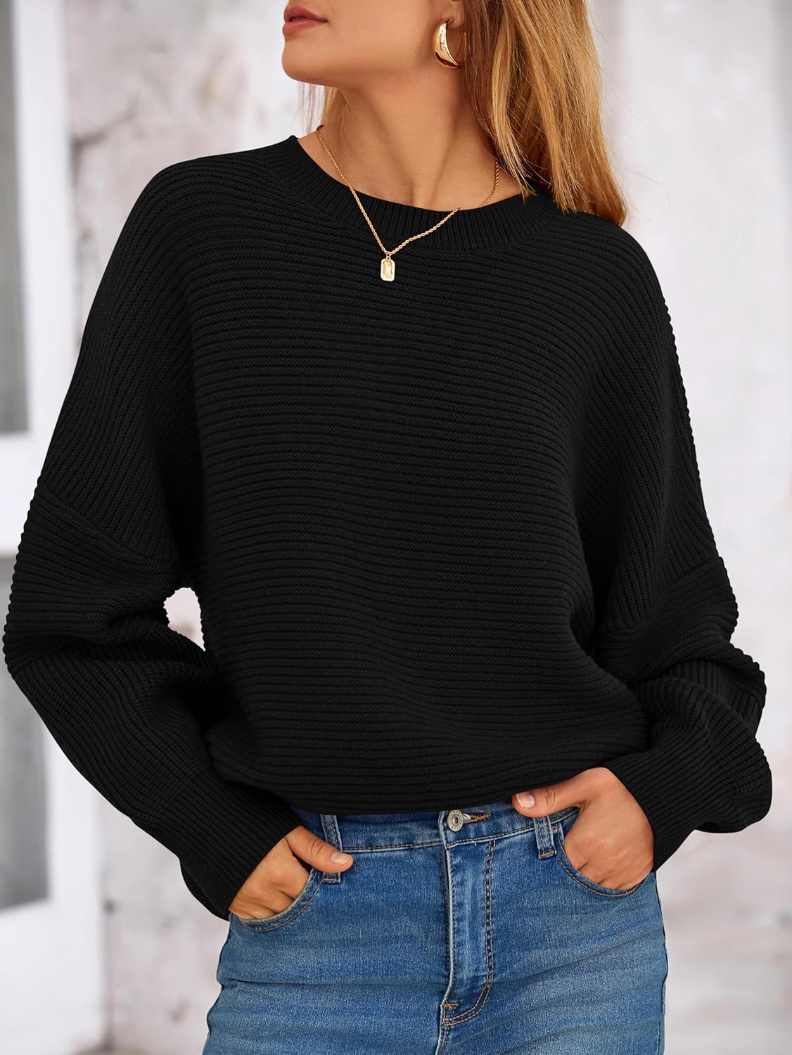 PRETTYGARDEN Womens Sweaters Fall 2025 Lantern Long Sleeve Oversized Sweater Casual Crewneck Chunky Knit Ribbed Pullover Tops - Image 5