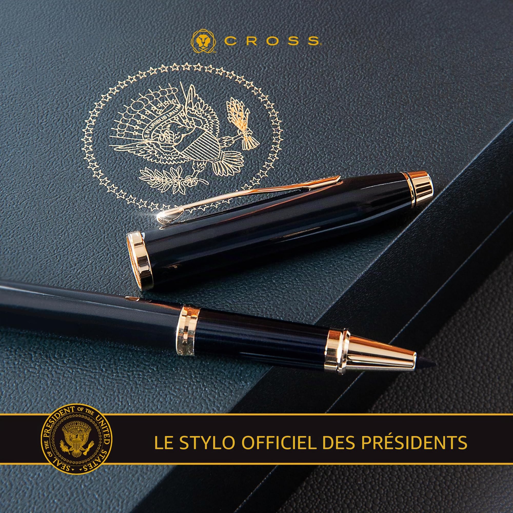 CROSS Century II - Stylo bille roller convertible rechargeable - Pointe medium - Chrome poli - Écrin classique et recharge incluse