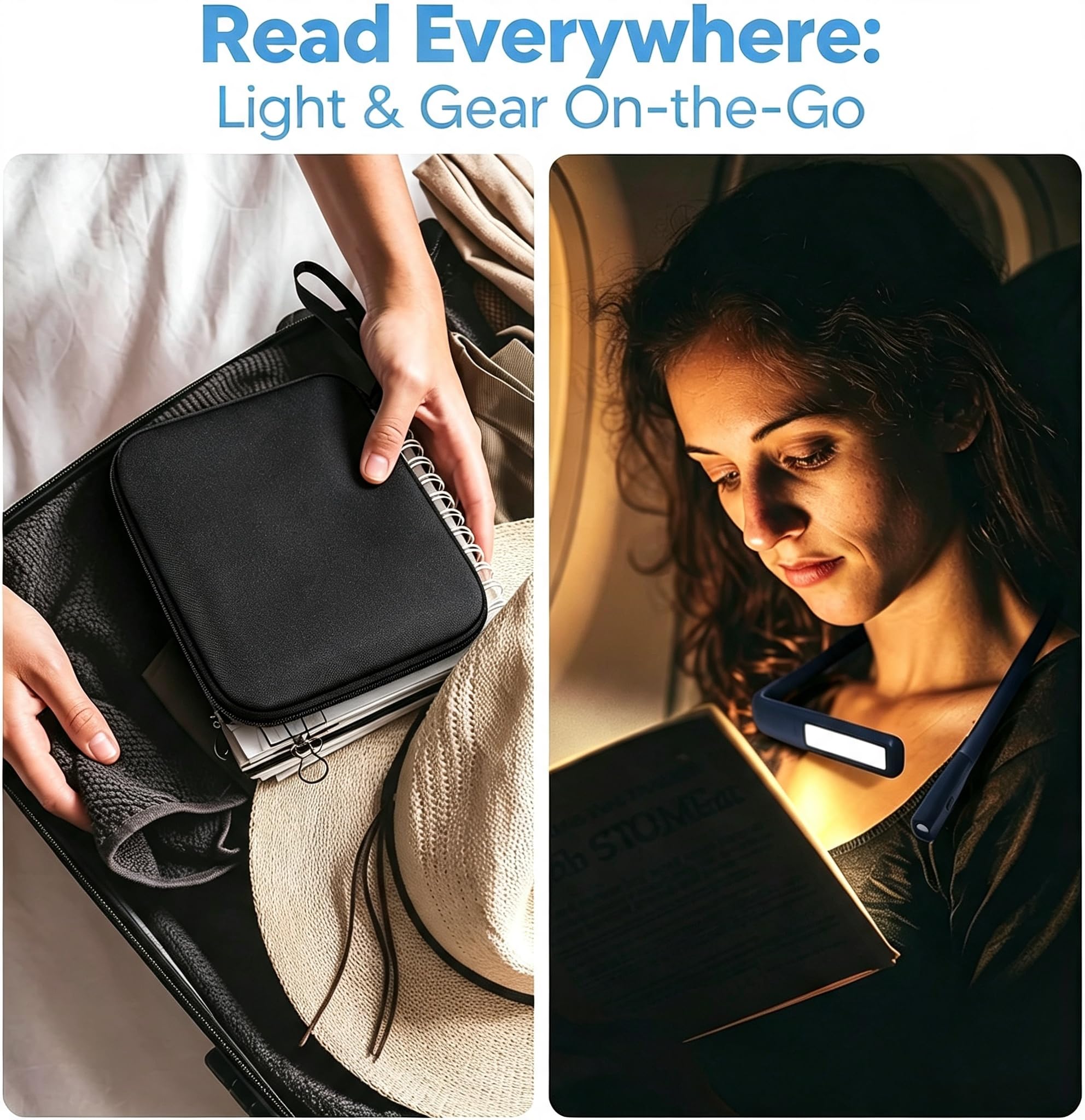 Luz Lectura Libros Cama Lampara - Lampara de Lectura Recargable 3 Colores Protección Ocular Luz Lectura Cuello Flexibles, Lámpara para Leer, Tejer, Coser, Acampar, Regalos para Hombre Mujer Lectores