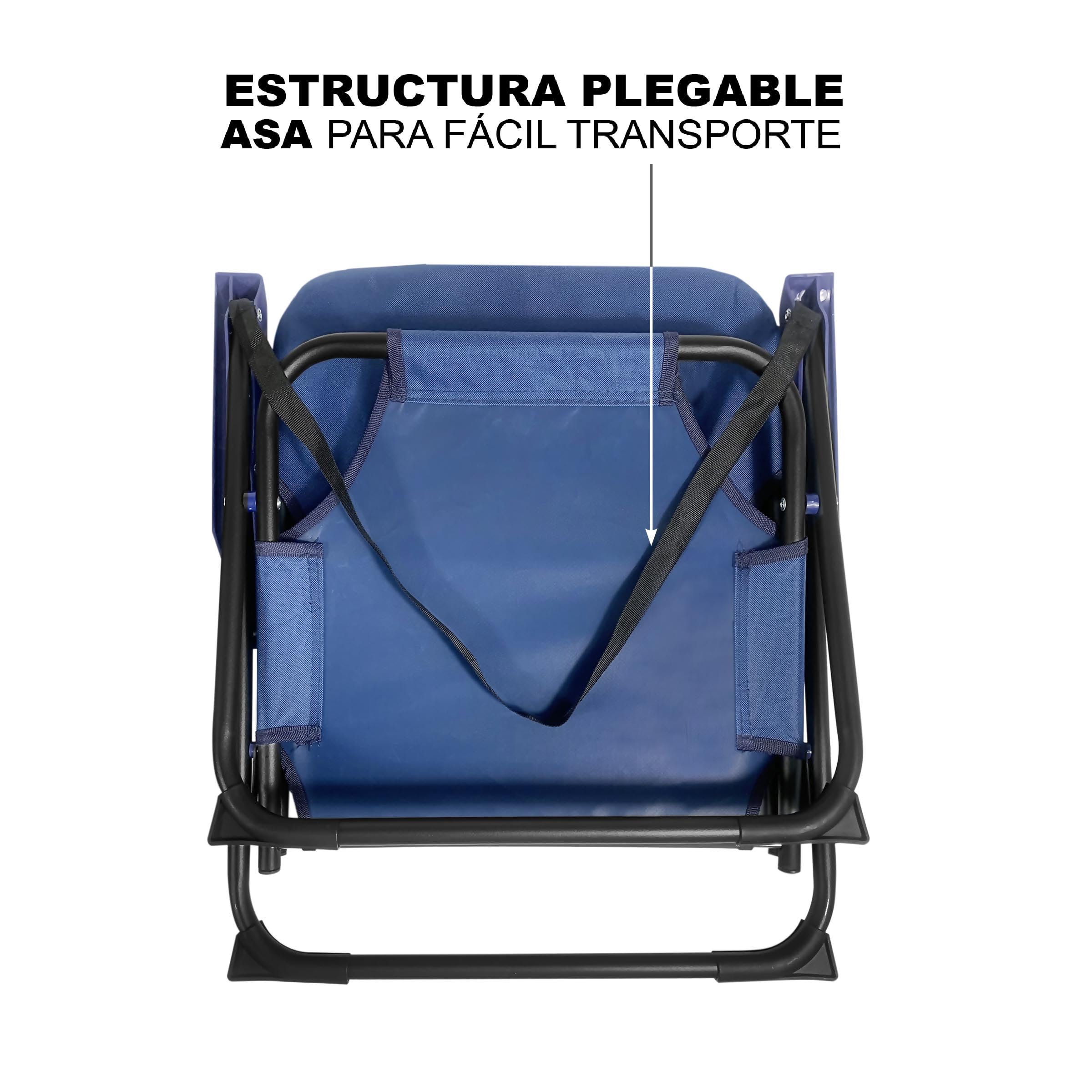 TIENDA EURASIA - Silla Playa Plegable | Pack 2 Sillas Playa | Ligera y Resistente | con Asa de Transporte | Color Azul y Turquesa | Medidas 54x54x25/63 cm | Peso Máximo 110 Kg